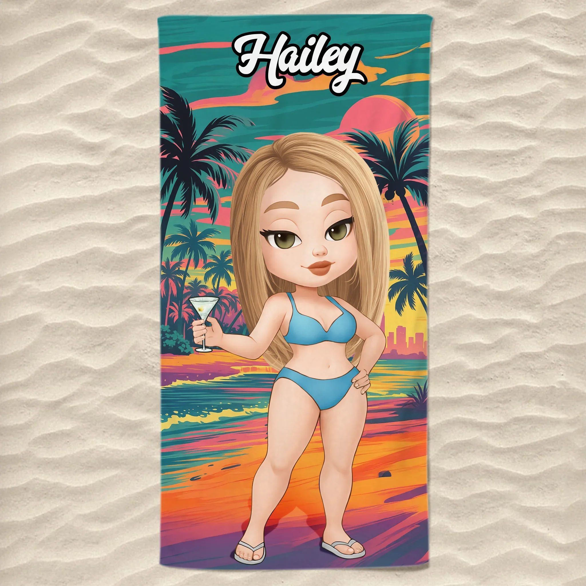 Custom Beach Towel - Personalized Summer Vacation And Travel Gifts For Women, Men - Sandy Toes, Sassy Nose - Robaser