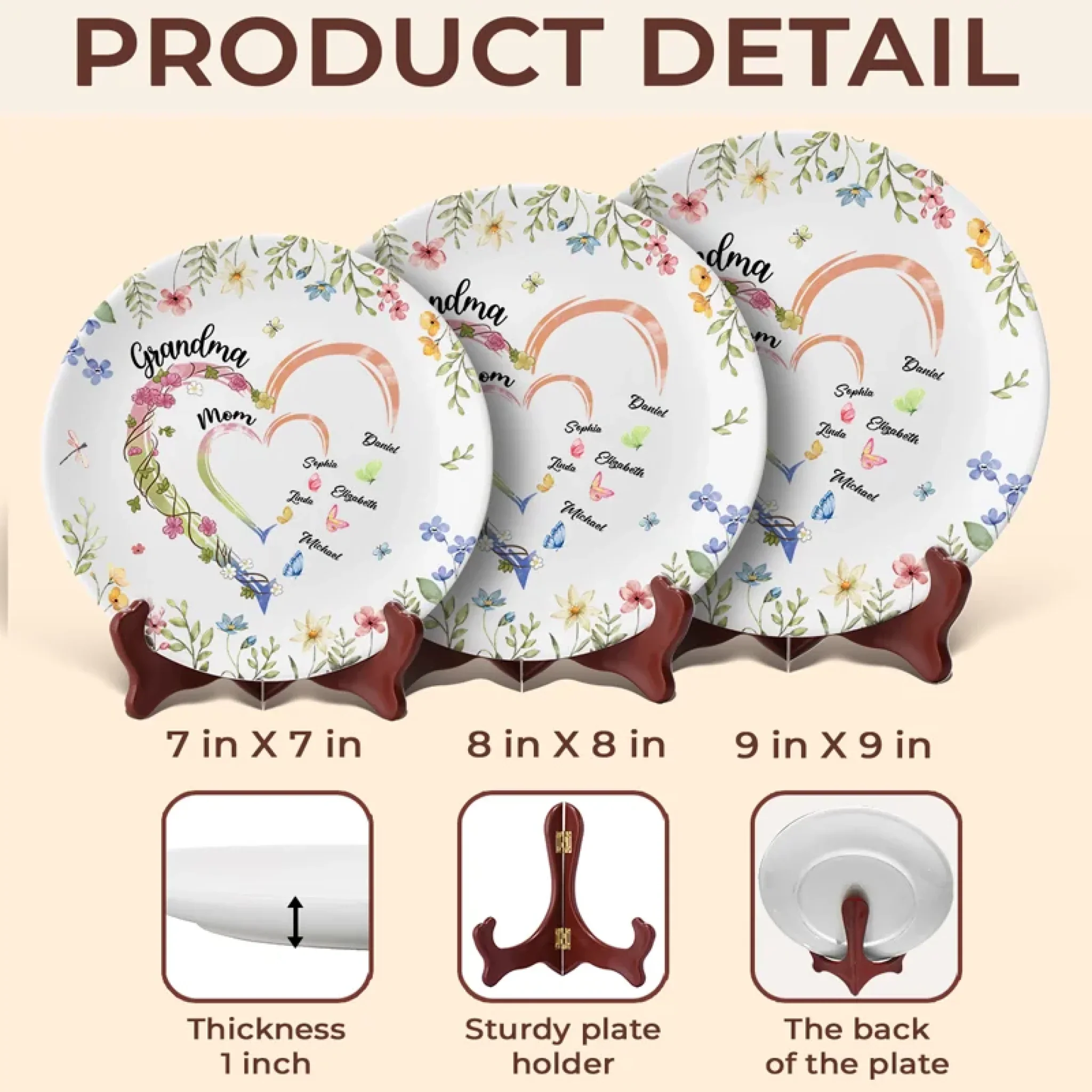 From Grandma to Mom to Us - Family Personalized Custom Ceramic Plate - Mother's Day, Gift For Mom, Grandma - Robaser