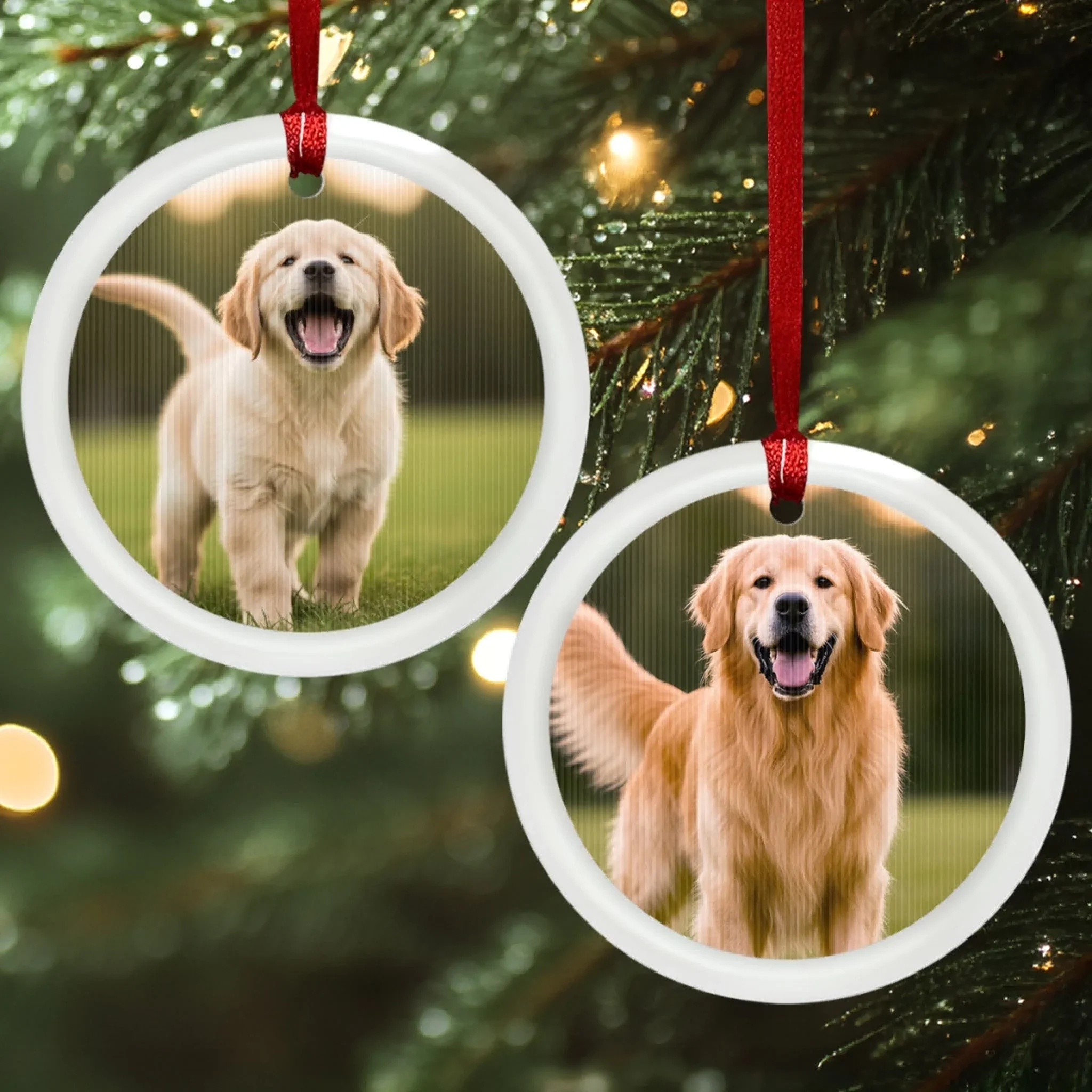 Custom Photo Lenticular Crystal Ornament - Personalized Christmas Birthday Gifts For Dog Cat Lovers, Dog Dad And Mom, Cat Owners - Furry & Festive - Robaser