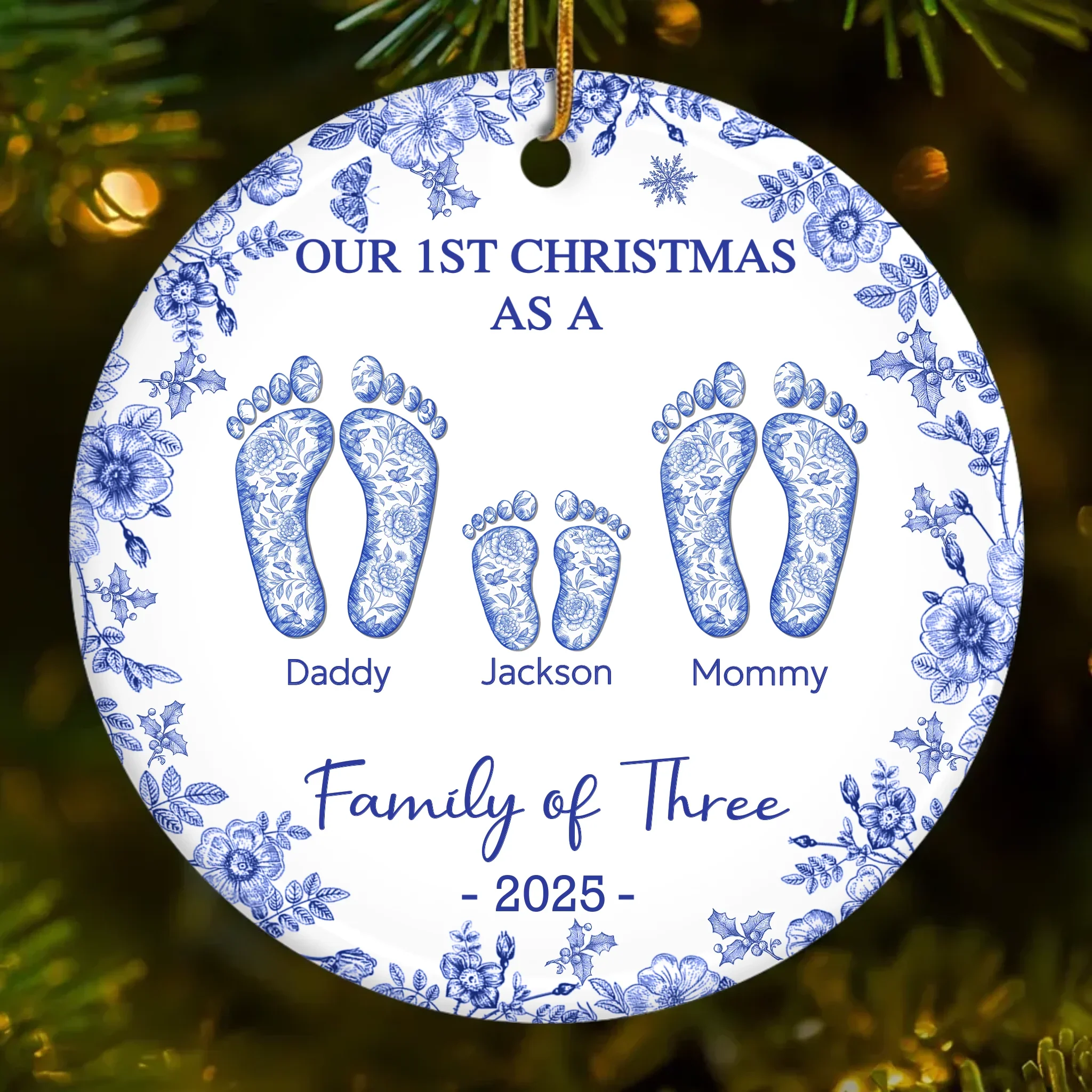 Custom Ceramic Ornament - Personalized Christmas Birthday Gifts For Mom, Dad, Kids - Love Wrapped In Christmas Joy - Robaser