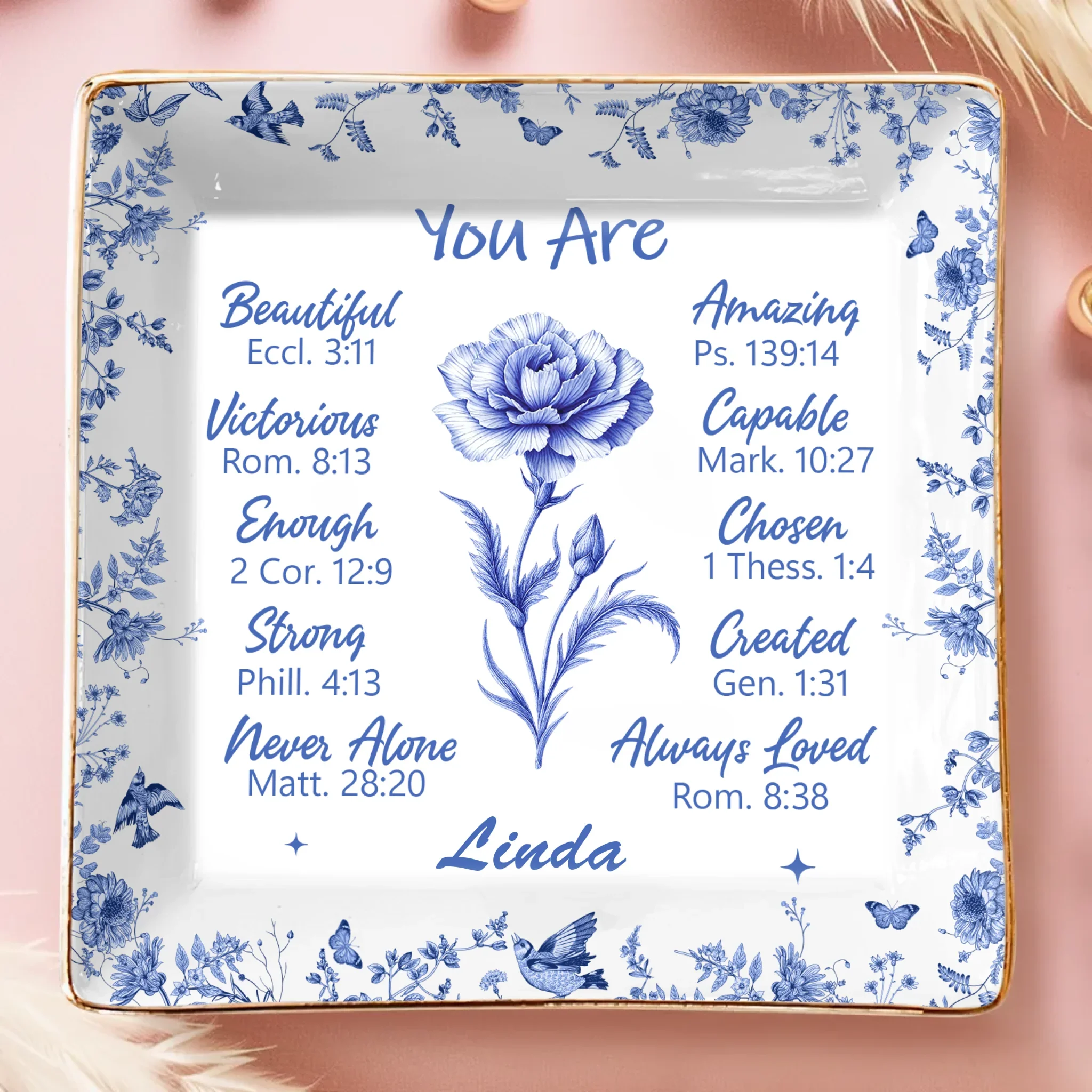 Custom Full-Print Jewelry Dish - Personalized Best Friend Birthday Gifts For Women, Besties, Sisters, BFF - Friends As Bright As Daisies - Robaser