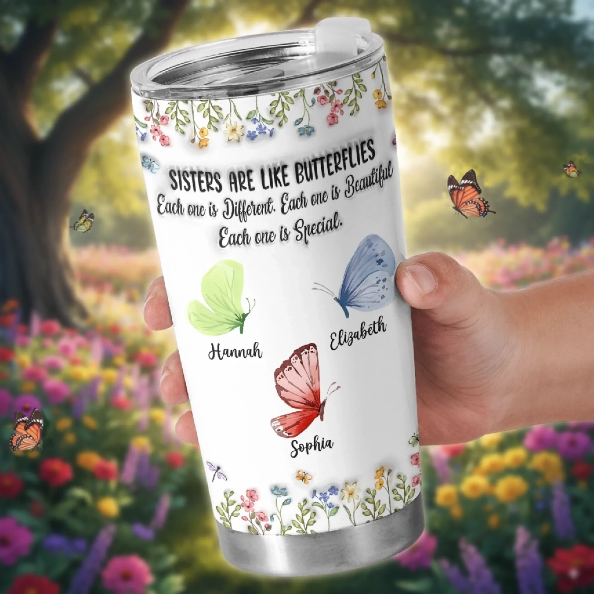 Custom Butterfly Tumbler - Personalized Best Friend Birthday Gifts For Women, Besties, Sisters, BFF - Together We Fly Higher - Robaser