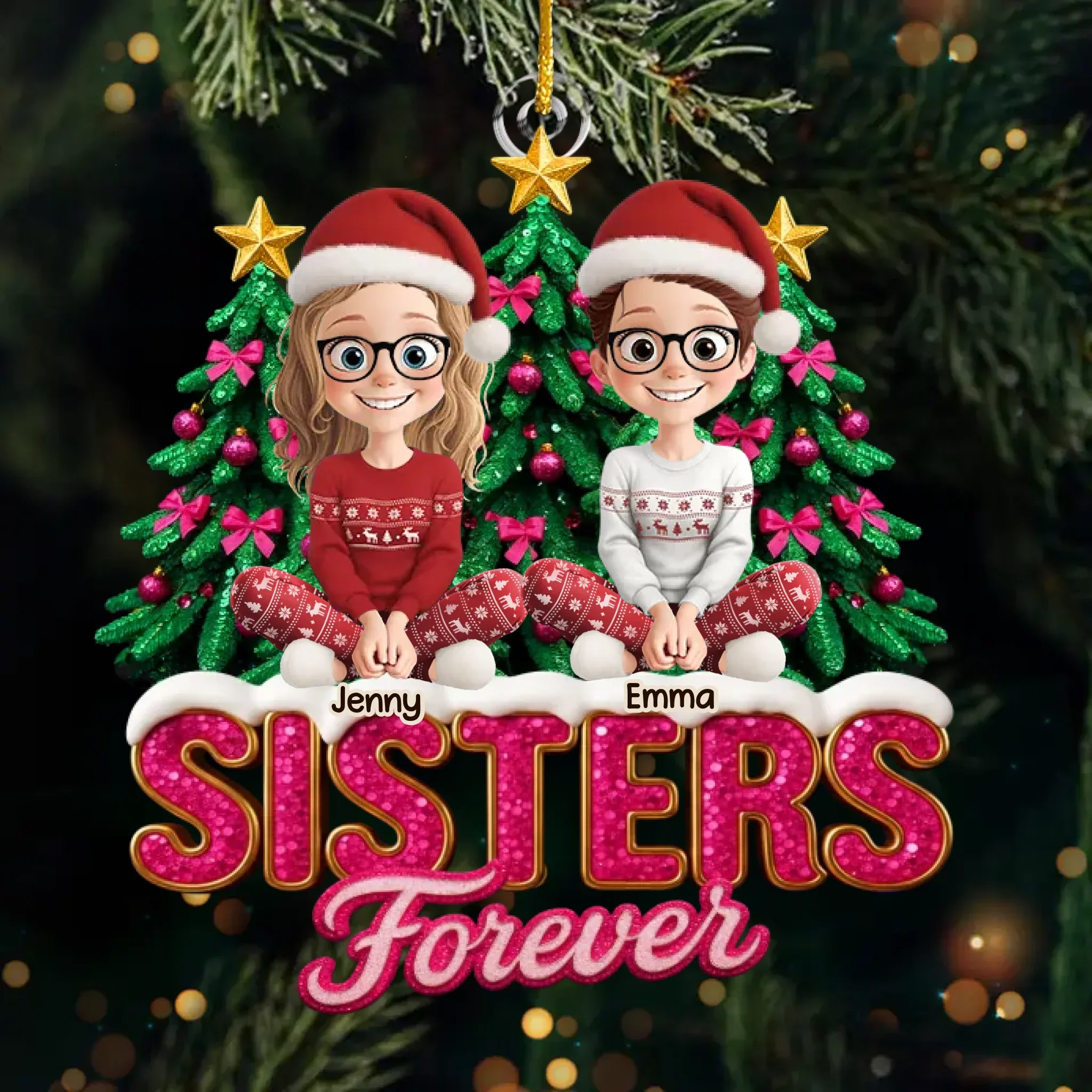 Custom Acrylic Ornament - Personalized Best Friend Christmas Birthday Gifts For Women, Besties, Sisters, BFF - Sleigh Rides And Shared Laughter - Robaser