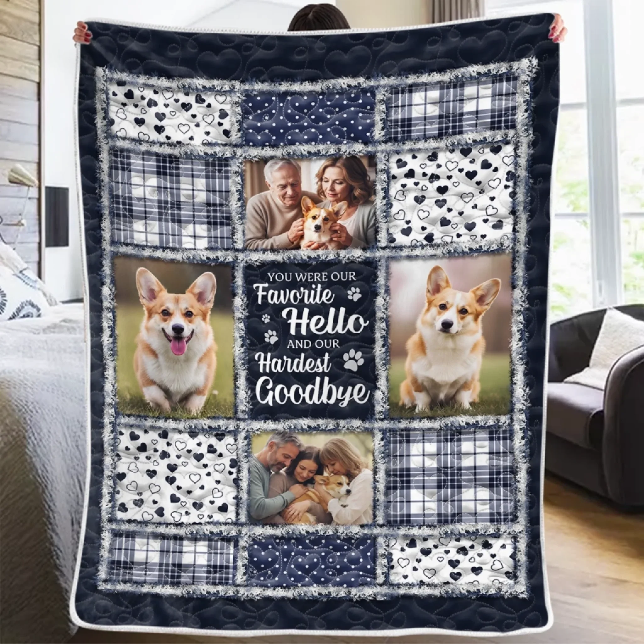 Custom Photo Blanket - Personalized Pet Christmas Memorial Sympathy Gifts For Dogs, Cats - Paws Leave Prints On Our Souls - Robaser