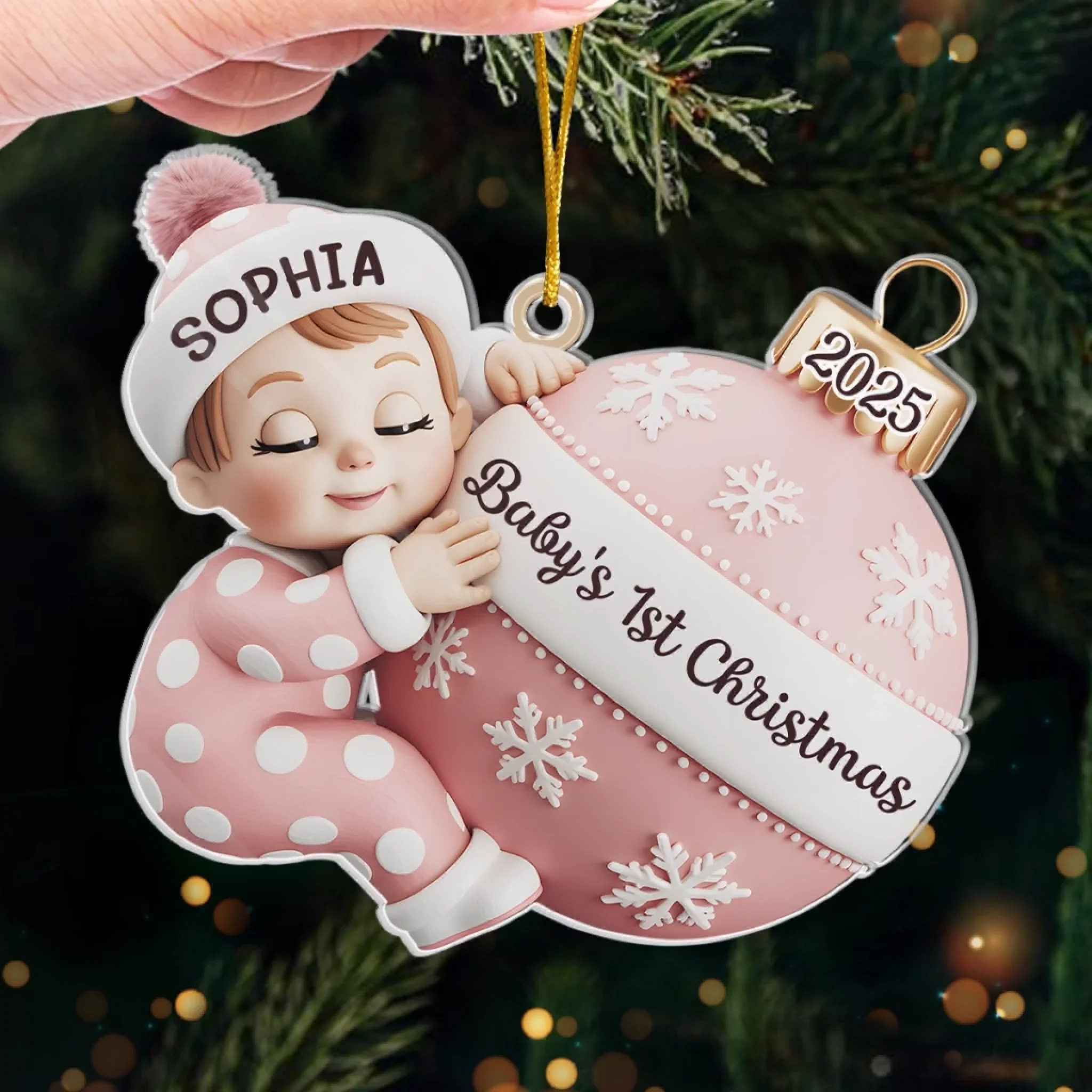 Custom Acrylic Ornament - Personalized Christmas Baby Shower, Gender Reveal Gifts For New Moms, New Dads, New Parents - First Christmas Magic Begins - Robaser
