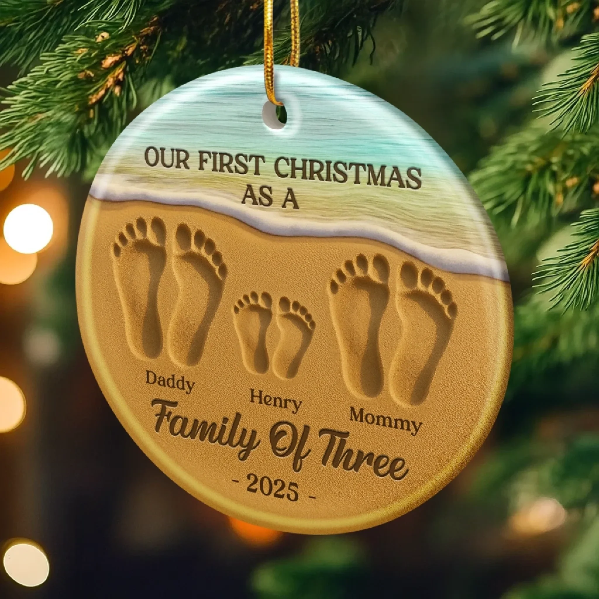 Custom Ceramic Ornament - Personalized Christmas Birthday Gifts For Mom, Dad, Kids - Our Christmas Journey Begins - Robaser