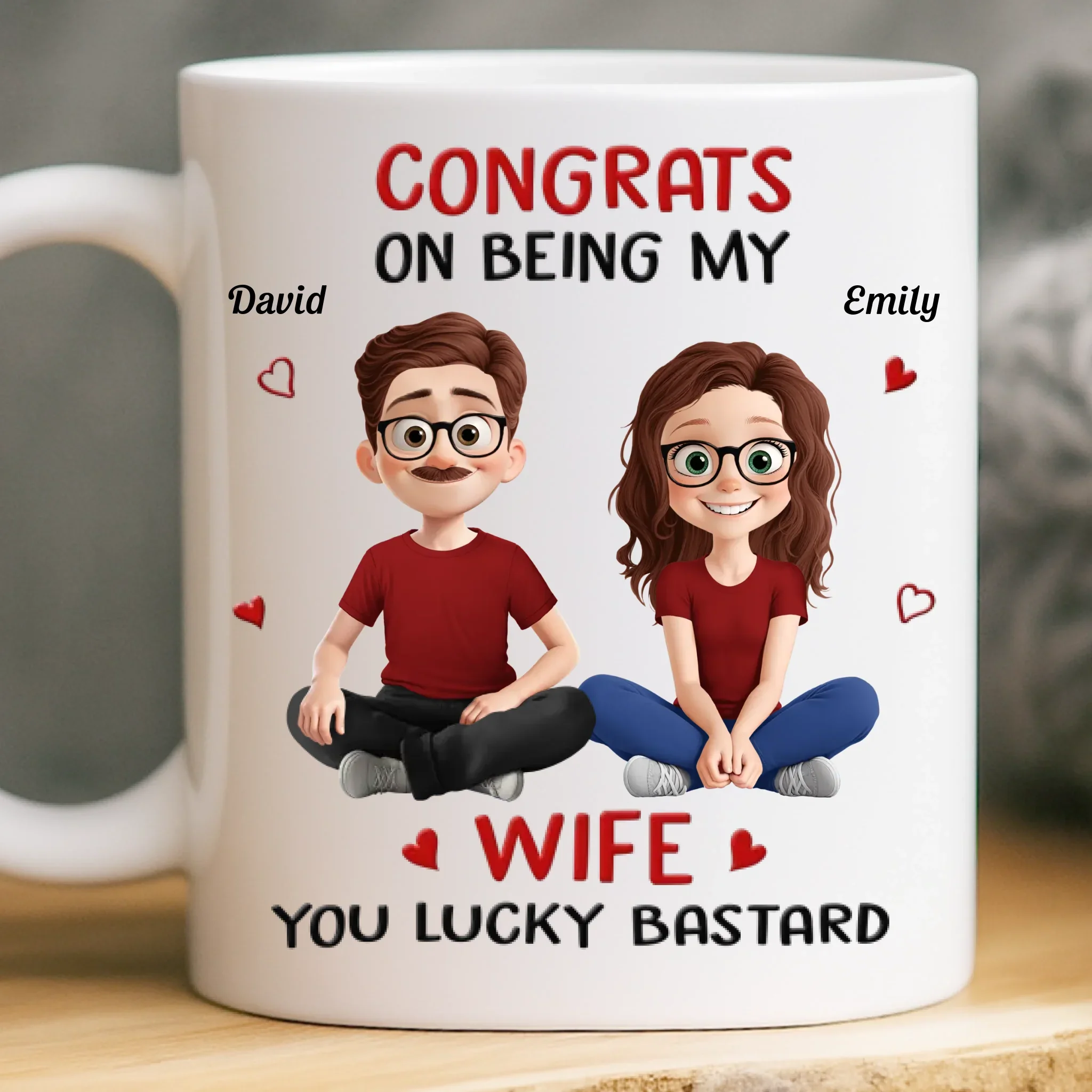 Custom Mug - Personalized Anniversary Wedding Gifts For Husband And Wife, Him And Her - Lucky To Have Me - Robaser
