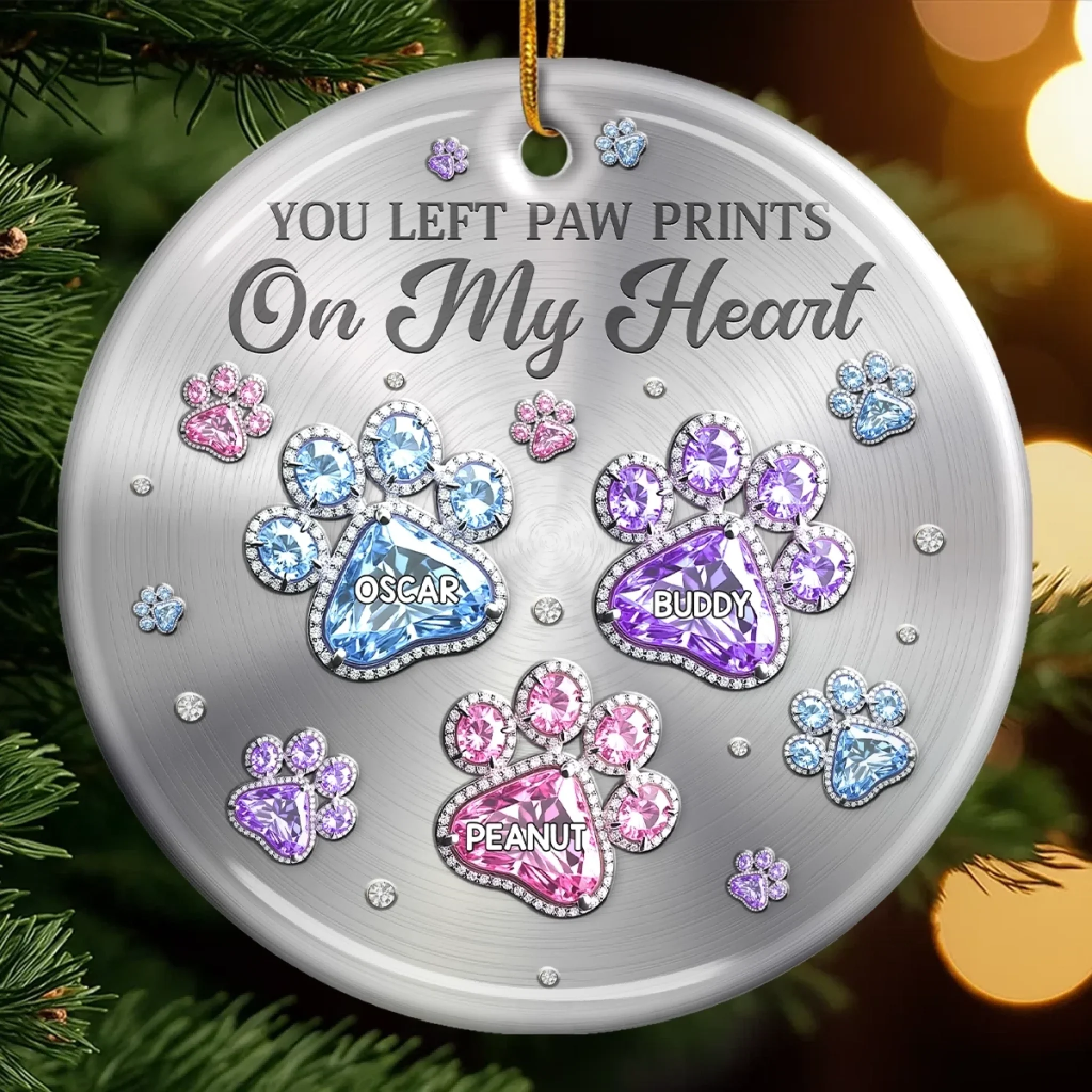 Custom Ceramic Ornament - Personalized Pet Christmas Memorial Sympathy Gifts For Dogs, Cats - Paws Of Love - Robaser