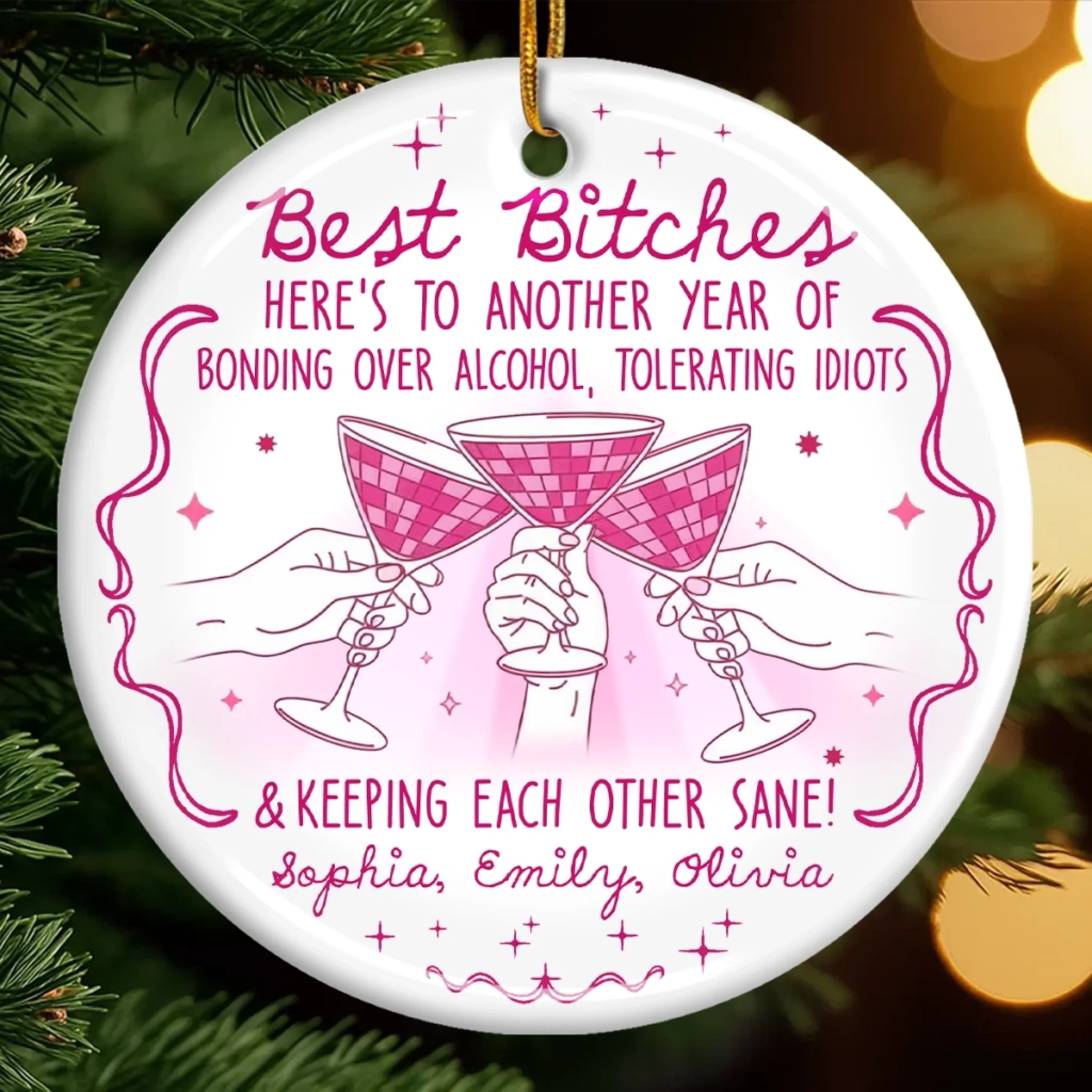 Custom Ceramic Ornament - Personalized Best Friend Christmas Birthday Gifts For Women, Besties, Sisters, BFF - Together We Spark Every Day - Robaser