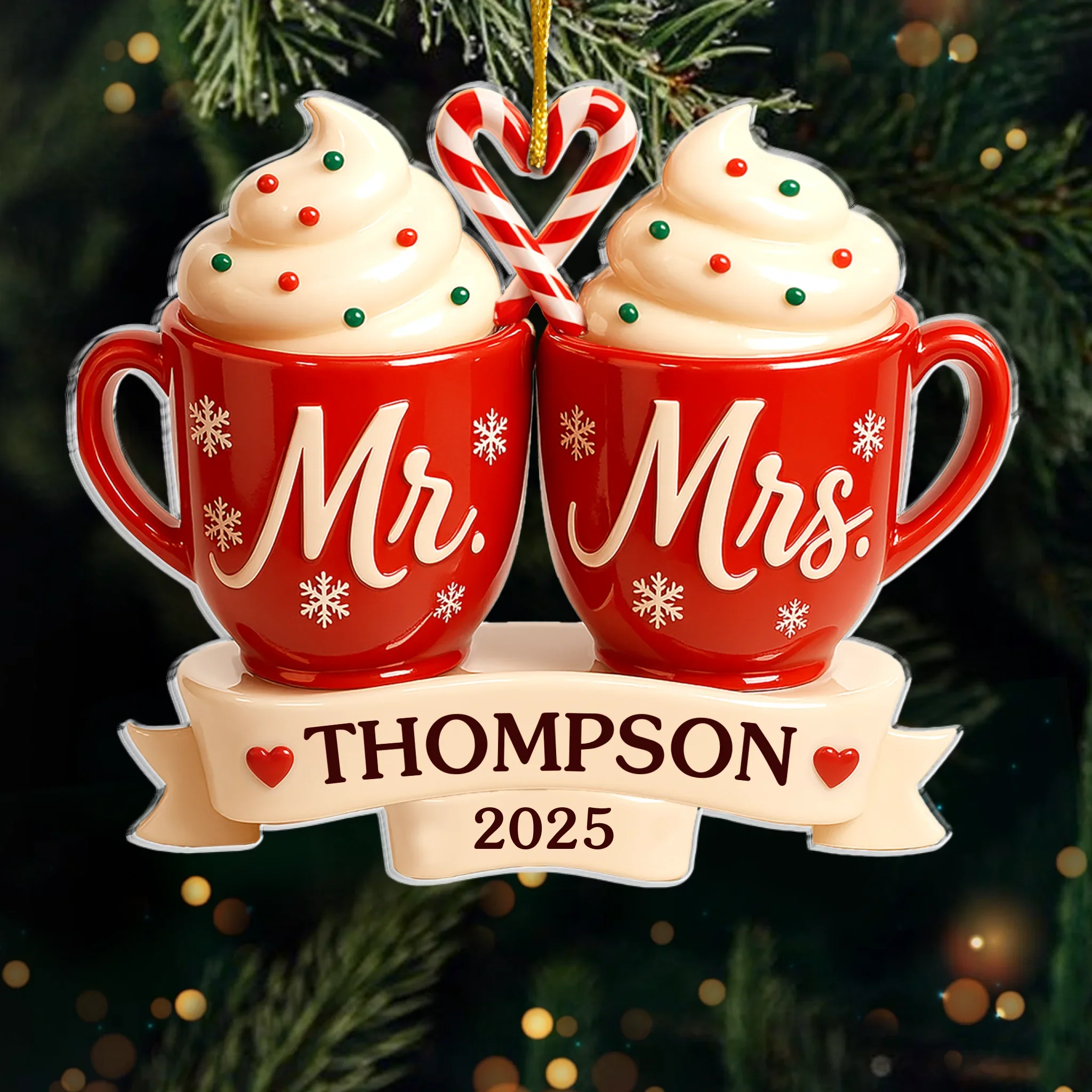 Custom Acrylic Ornament - Personalized Anniversary Christmas Wedding Gifts For Husband And Wife, Him And Her - Toasting Love This Christmas - Robaser
