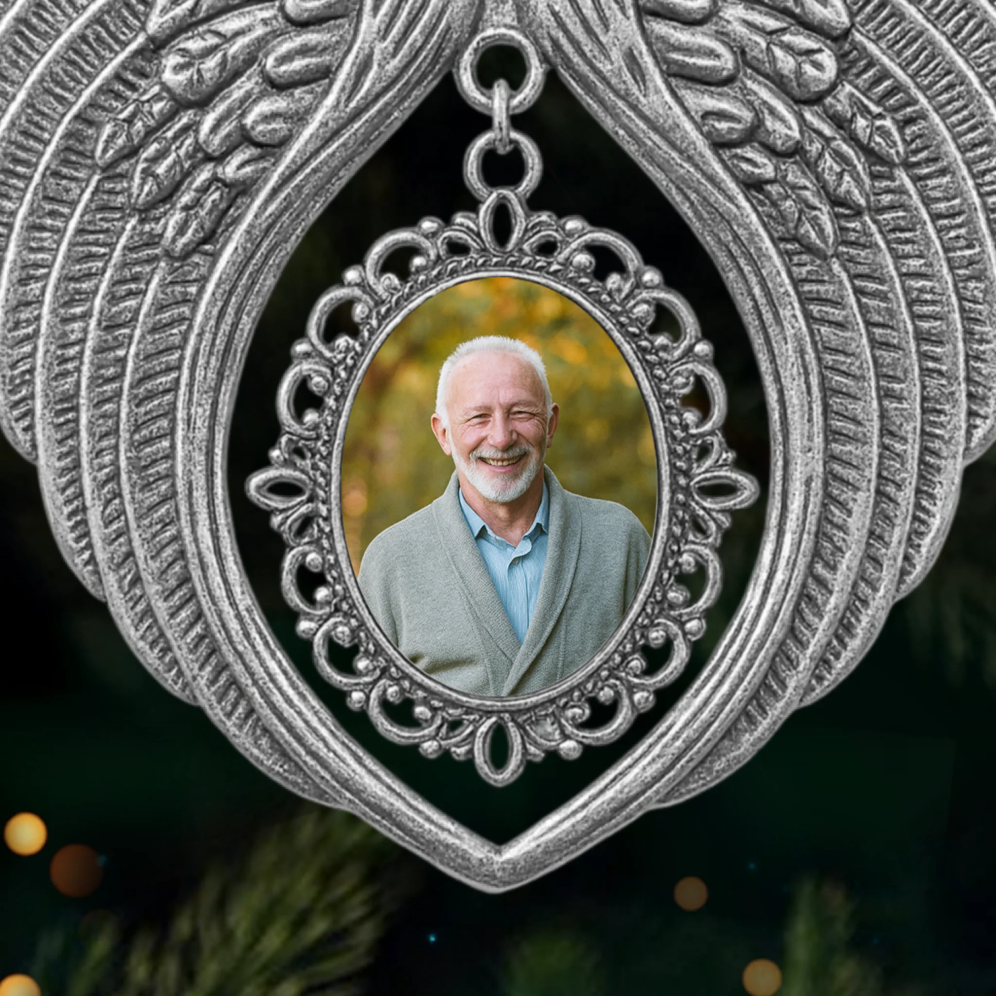 Custom Photo Metal Angel Wings Ornament - Personalized Memorial Sympathy Gifts For Loss Of Mom, Dad - Forever In Our Hearts - Robaser