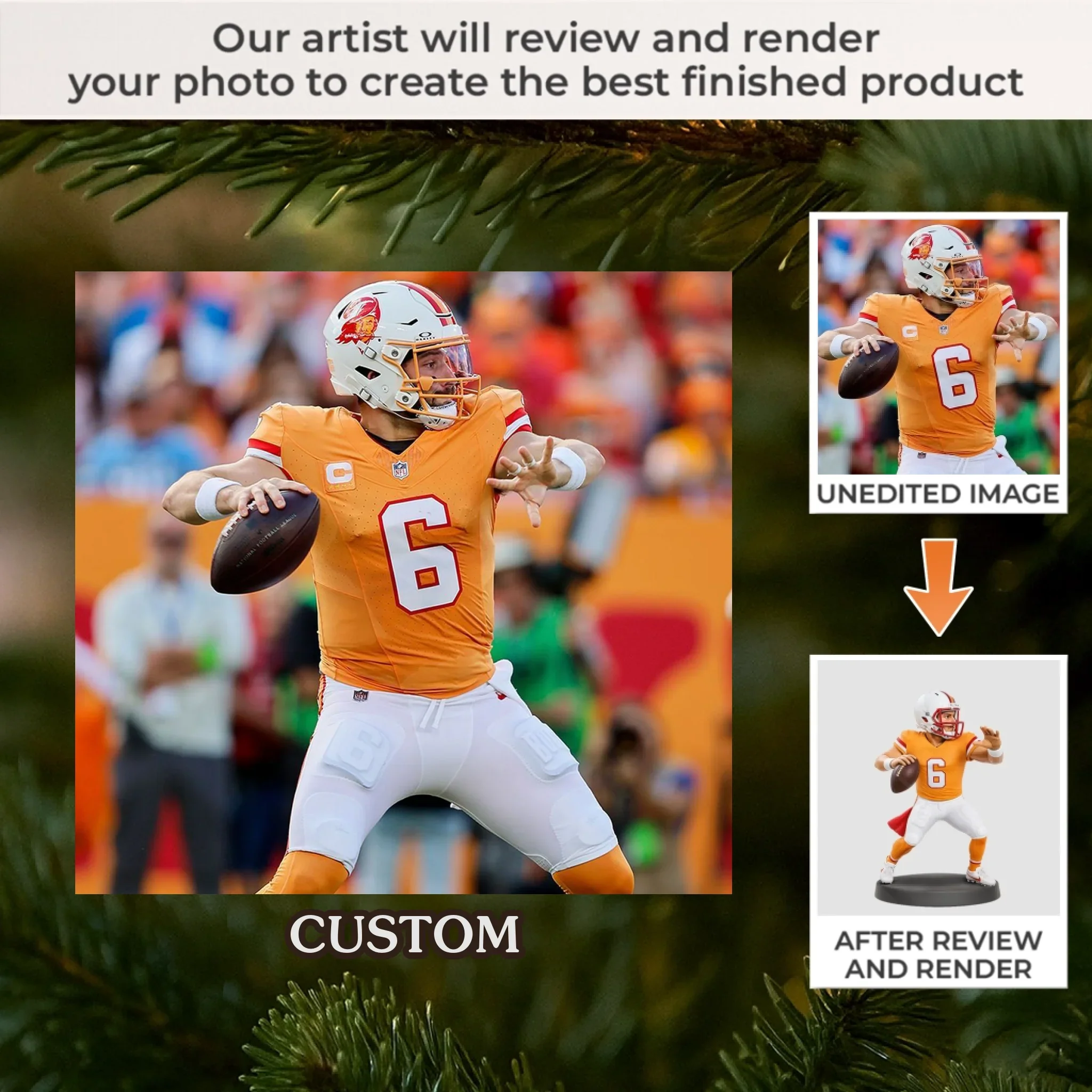 Custom Photo Acrylic Ornament - Personalized Christmas Birthday Sport Gifts For Sports Lovers - Dream Big Play Hard Win Proud - Robaser