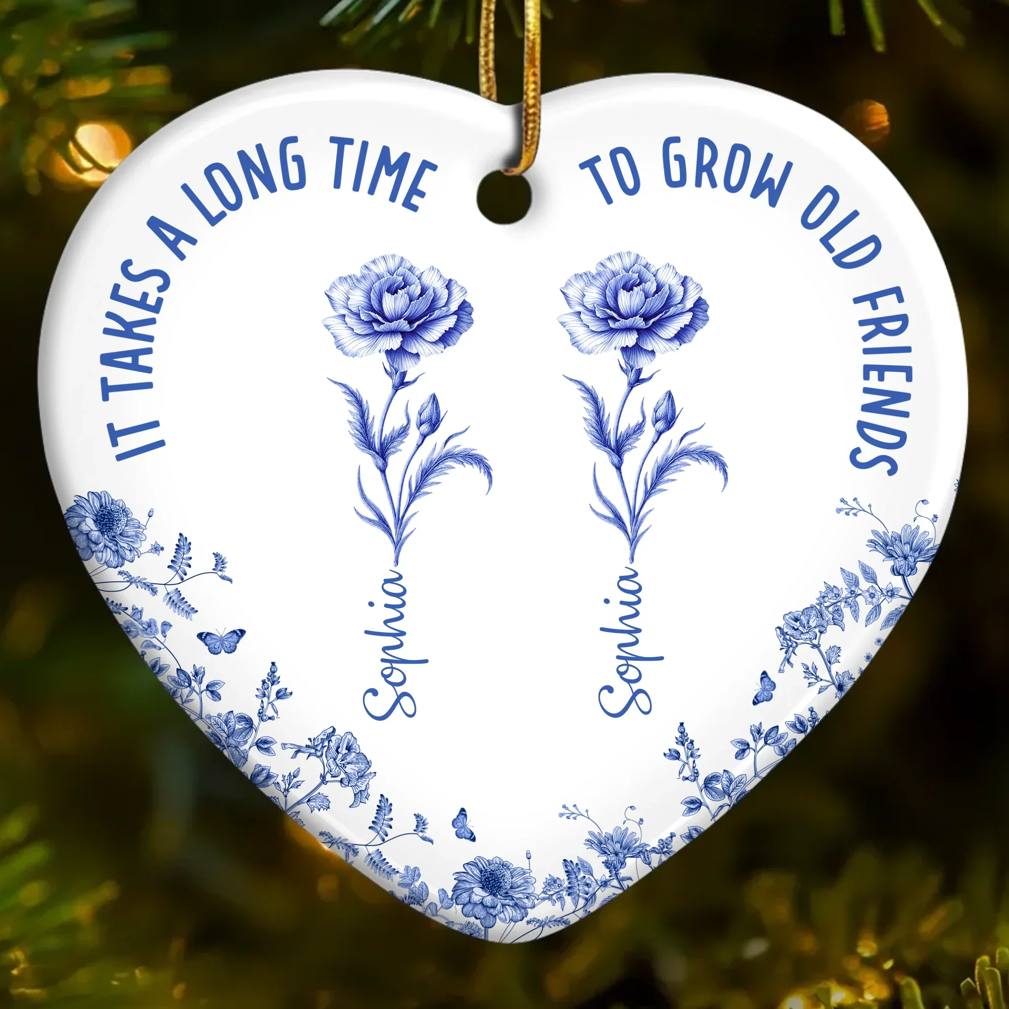 Custom Ceramic Ornament - Personalized Best Friend Christmas Birthday Gifts For Women, Besties, Sisters, BFF - Together Is My Favorite Place - Robaser