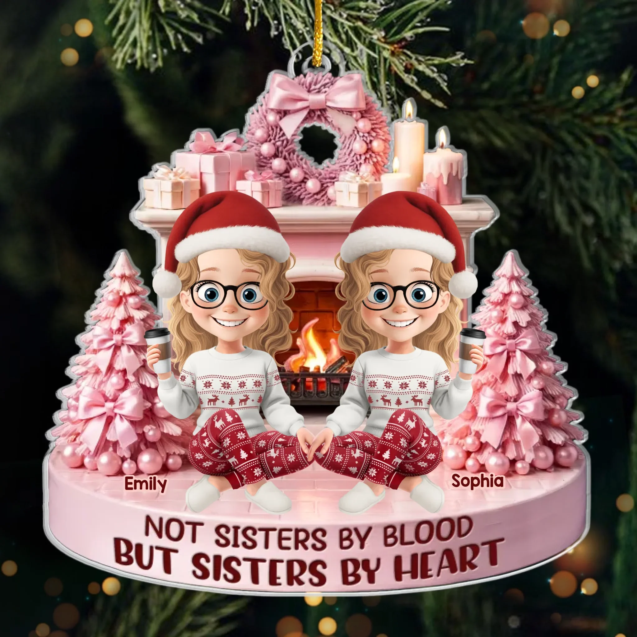 Custom Acrylic Ornament - Personalized Best Friend Christmas Birthday Gifts For Women, Besties, Sisters, BFF - Snowy Nights Endless Laughs - Robaser