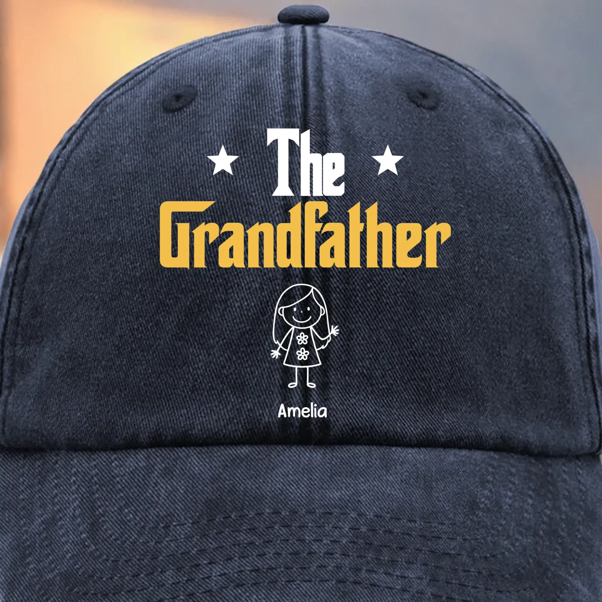 Custom Vintage Washed Denim Baseball Cap - Personalized Birthday Gifts For Dad, Grandpa - Childhood Feels Warmer With You - Robaser