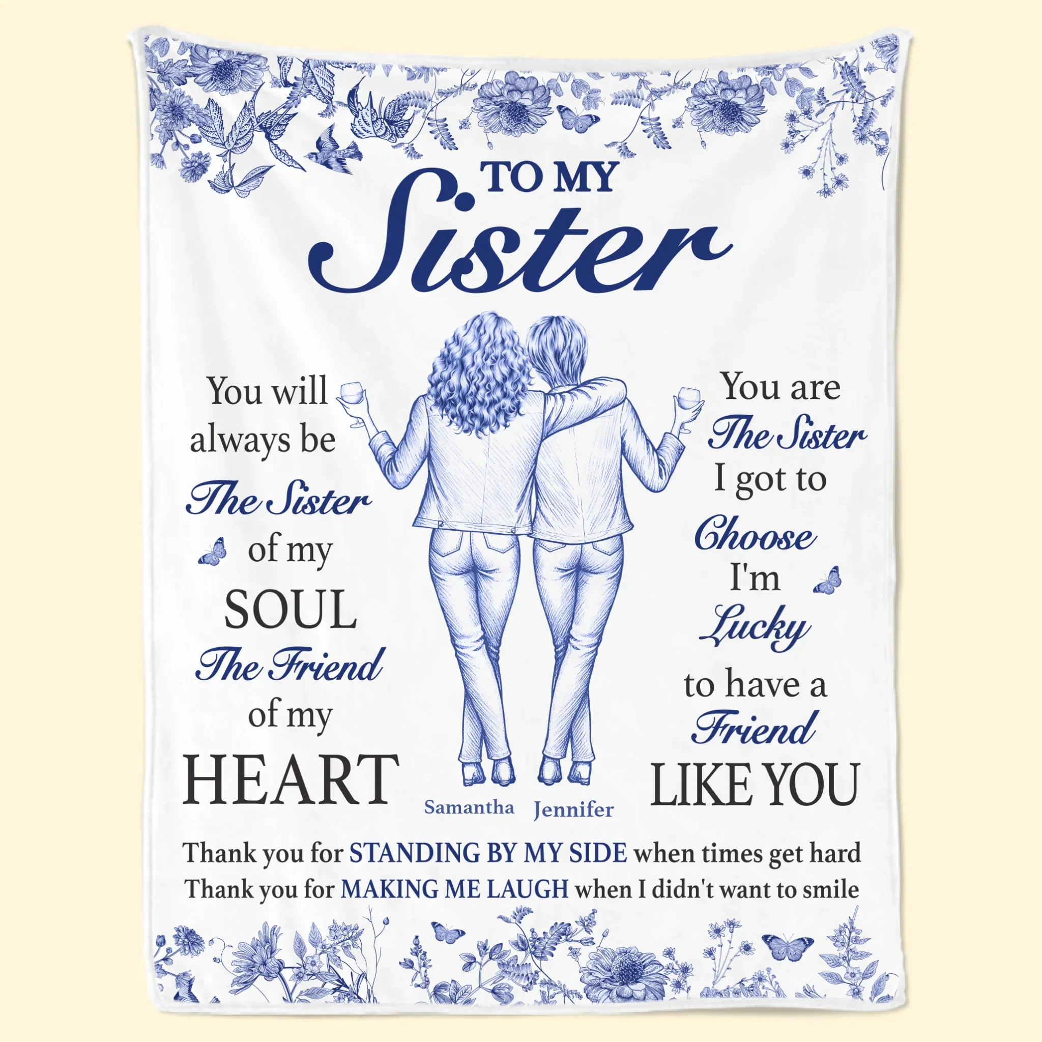 Custom Blanket - Personalized Best Friend Birthday Gifts For Women, Besties, Sisters, BFF - Lucky To Have A Friend Like You - Robaser