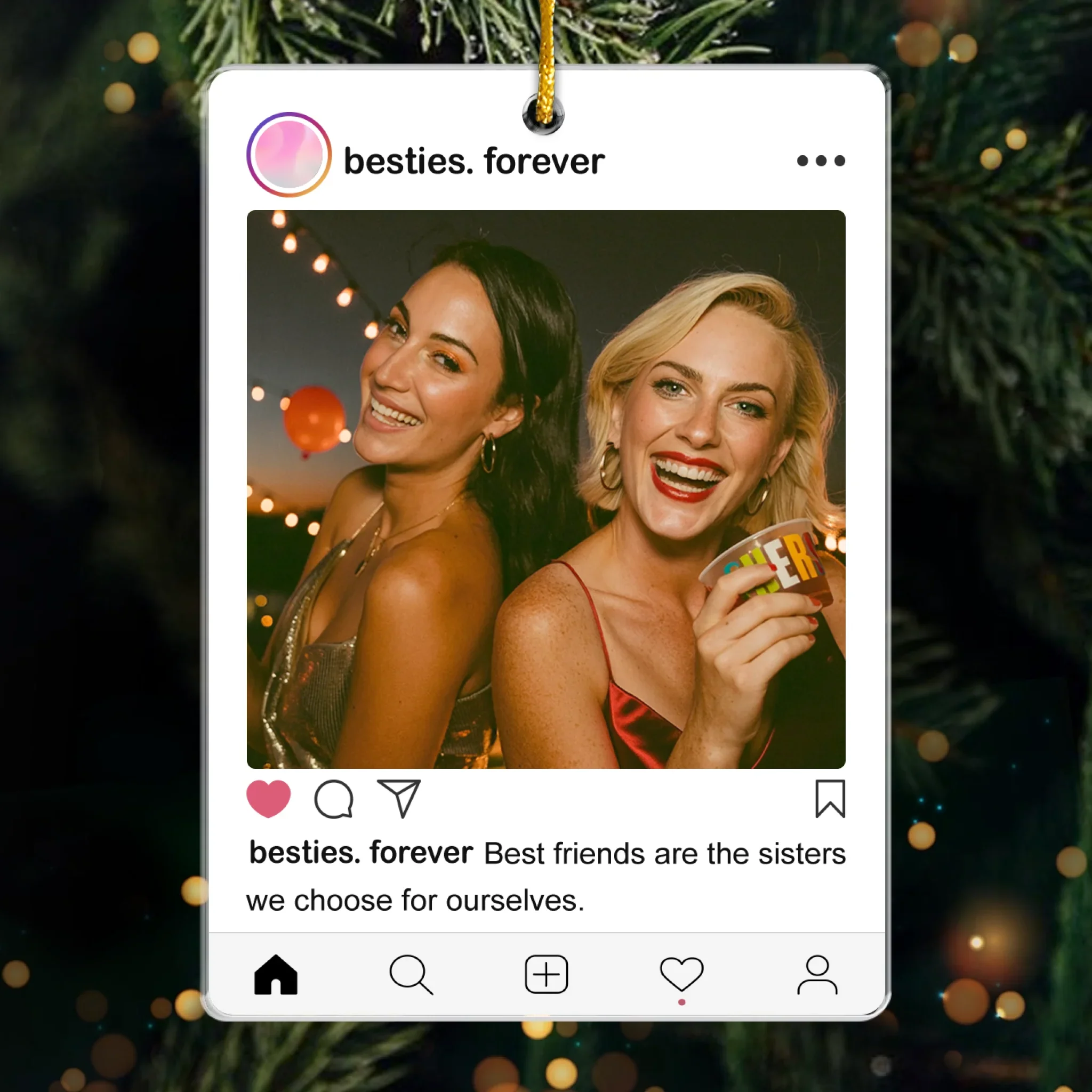 Custom Photo Acrylic Ornament - Personalized Christmas Best Friend Birthday Gifts For Women, Besties, Sisters, BFF - Sassy Sisters - Robaser