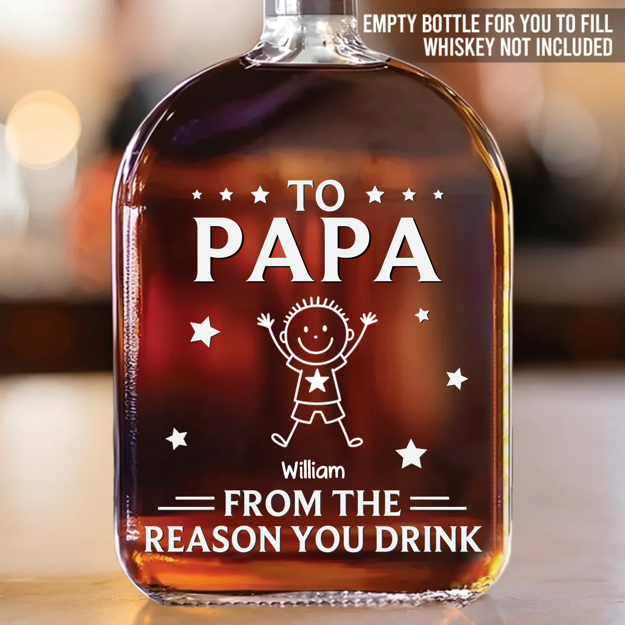 Custom Whiskey Bottle - Personalized Birthday Gifts For Dad, Grandpa - From The Reason You Drink - Robaser