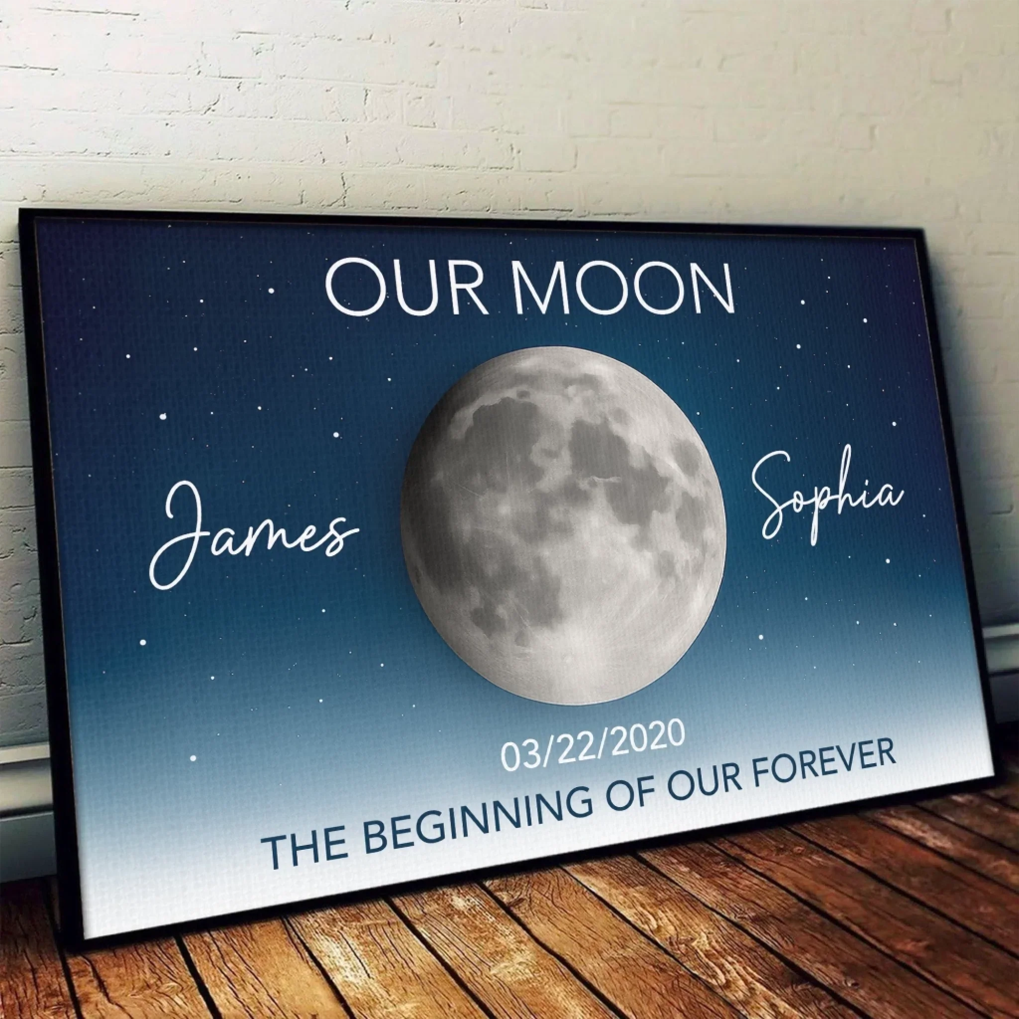 Custom Horizontal Poster - Personalized Anniversary Wedding Gifts For Husband And Wife, Him And Her - Under This Moon Our Story Began - Robaser