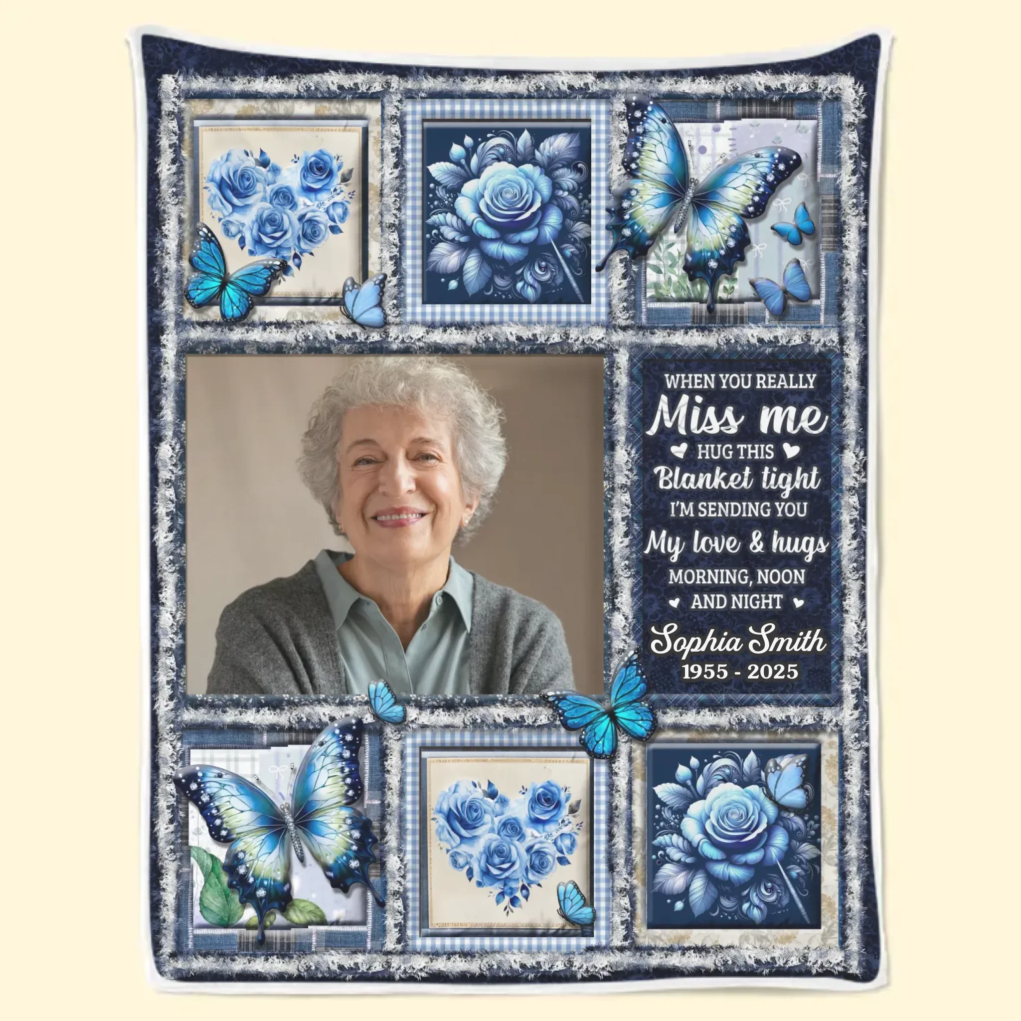 Custom Photo Blanket - Personalized Christmas Memorial Sympathy Gifts For Loss Of Mom, Dad - Love Lives Beyond The Years - Robaser