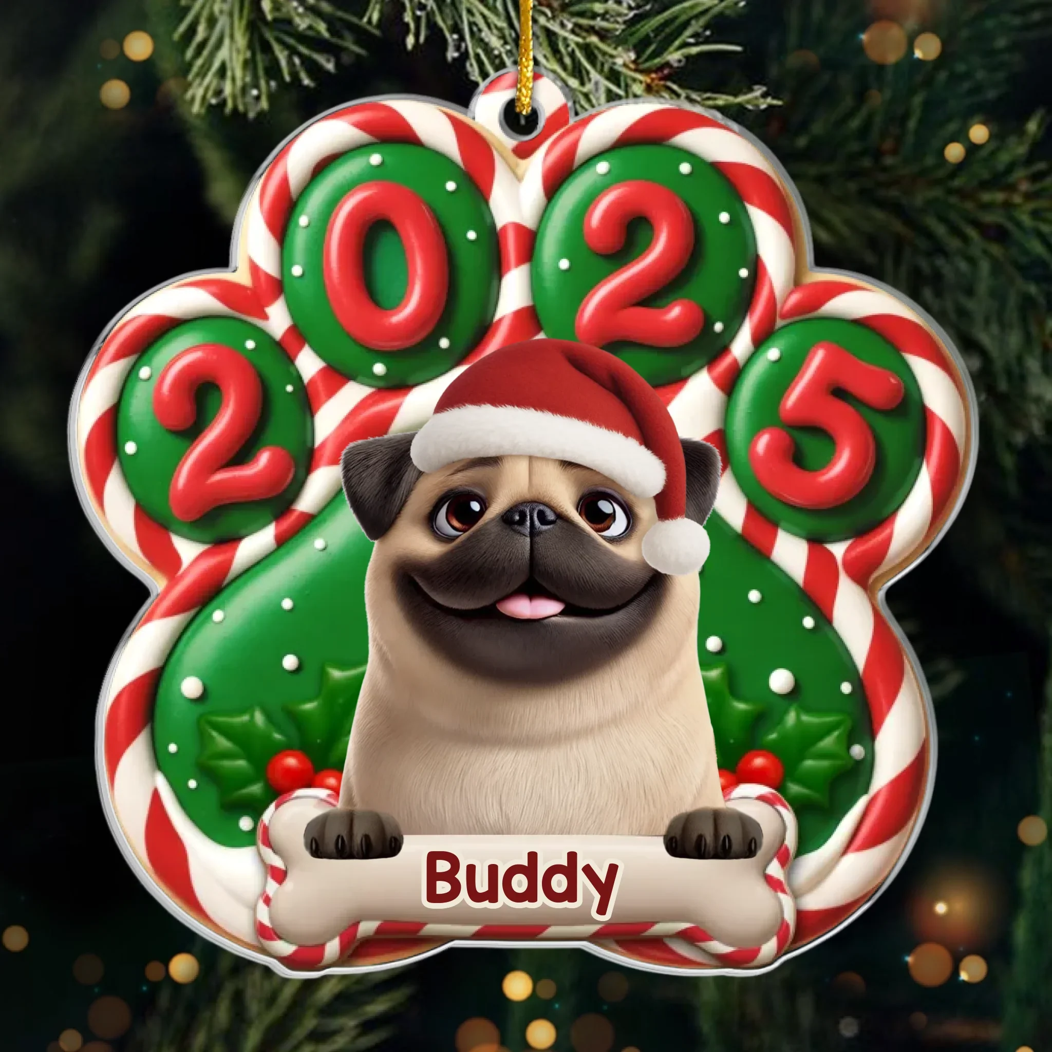 Custom Paw Acrylic Ornament - Personalized Christmas Birthday Gifts For Dog Lovers, Dog Dad And Mom - Santa Paws Is Coming - Robaser