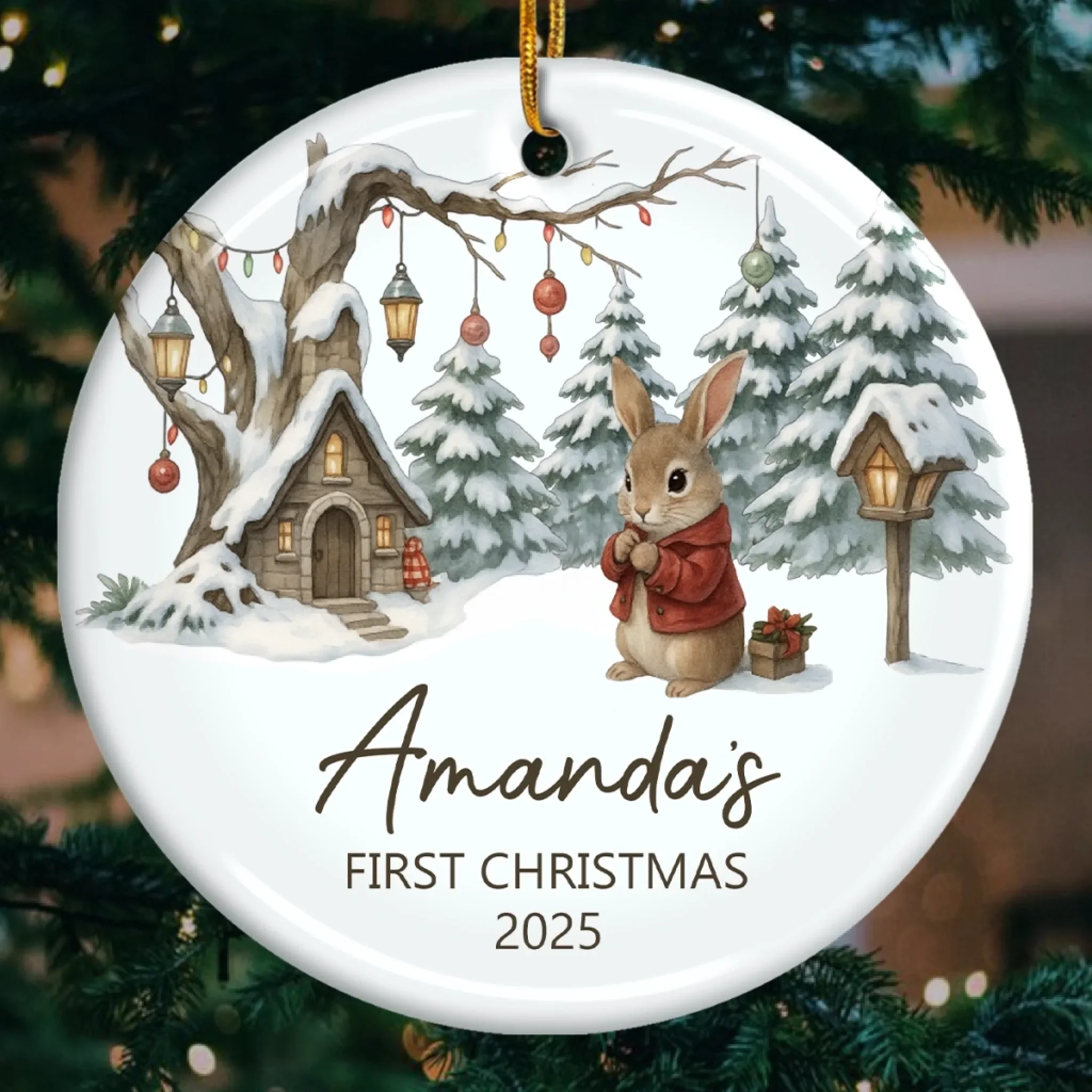 Custom Baby First Christmas Ceramic Ornament - Personalized Christmas Baby Shower, Gender Reveal Gifts For New Moms, New Dads, New Parents - Little One Big Love - Robaser