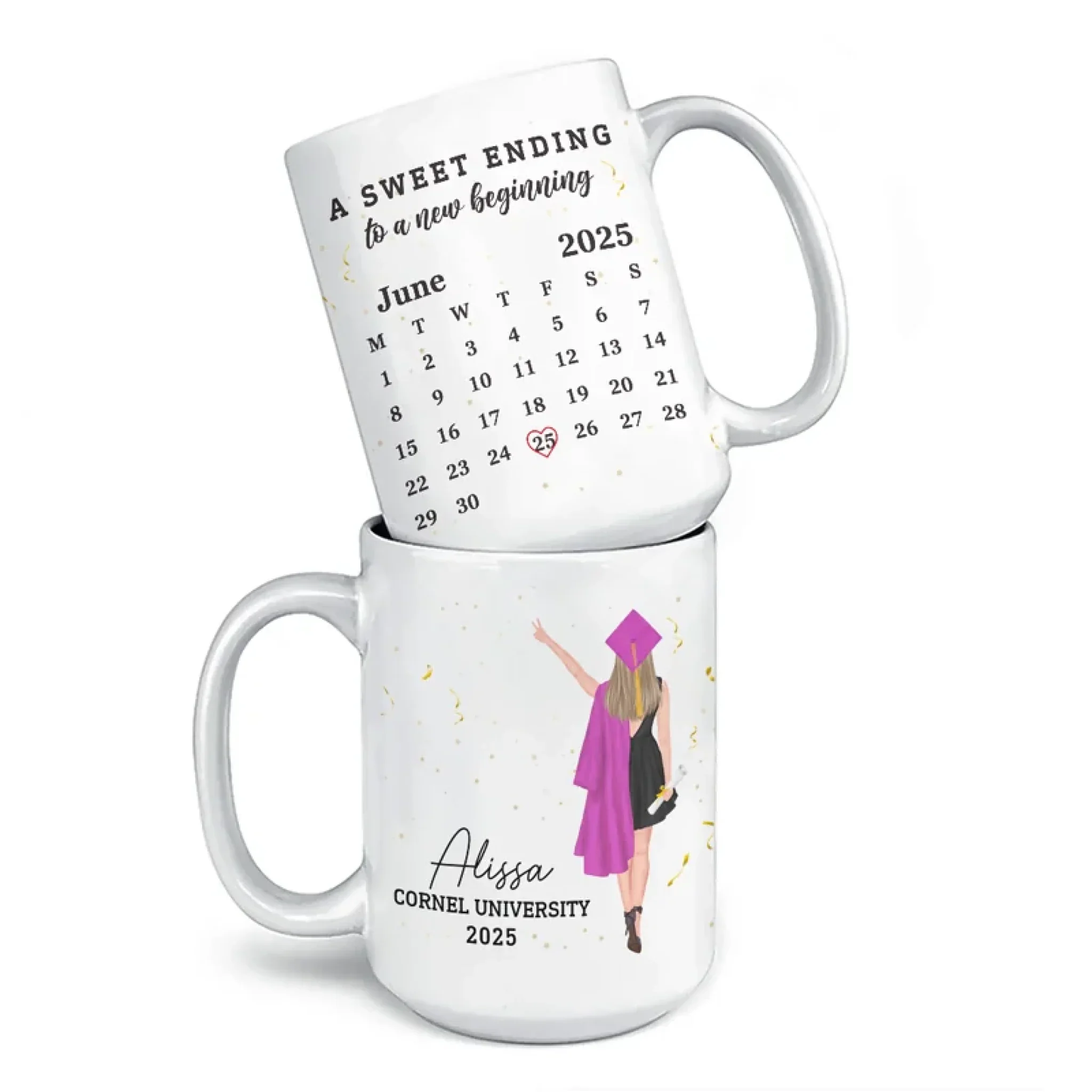 A Sweet Ending To A New Beginning - Family Personalized Custom Mug - Graduation Gift For Family Members, Siblings, Brothers, Sisters - Robaser