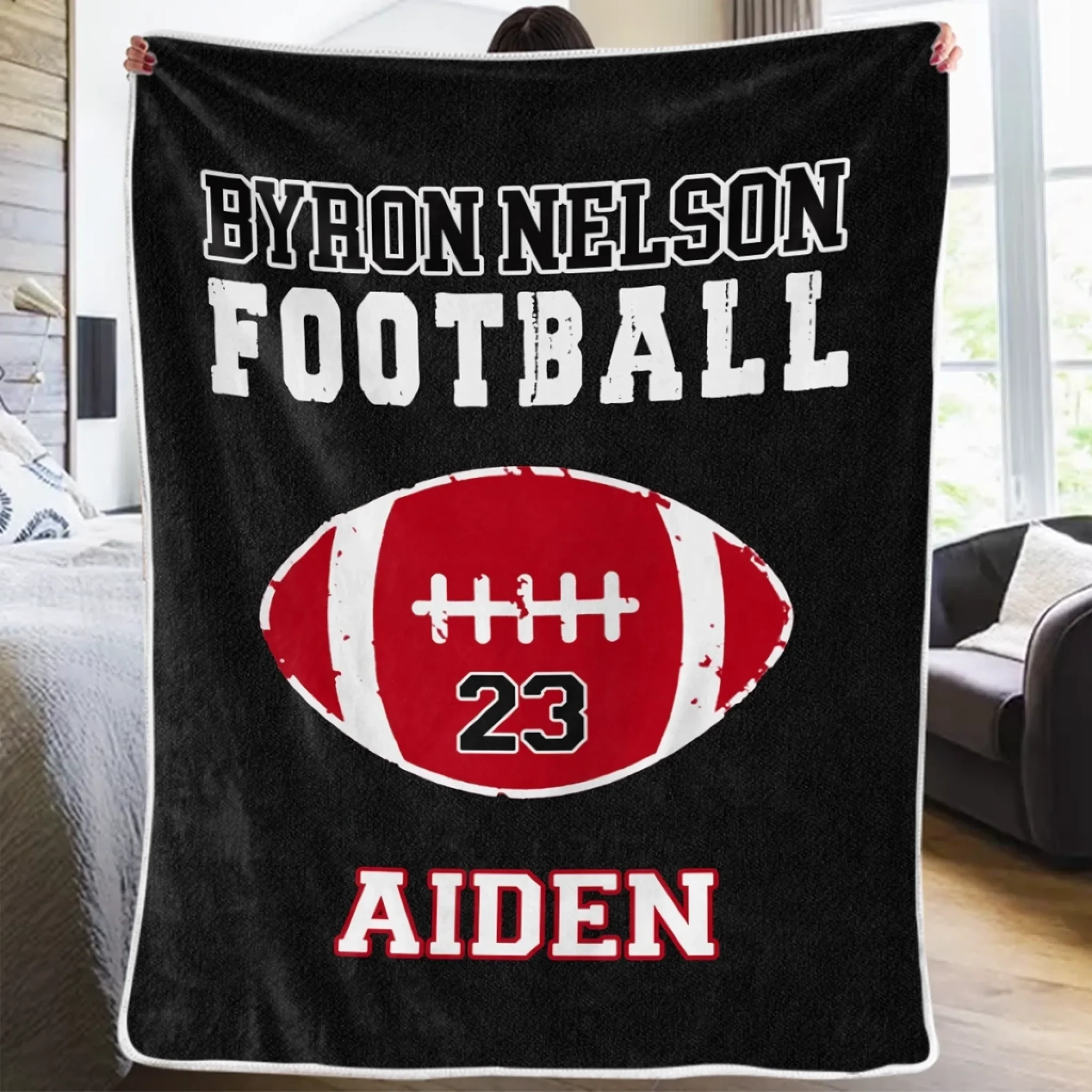 Custom American Football Blanket - Personalized Gift For Birthday, Football Football Lovers, NFL Fans, Sport Lovers, Senior Graduation Gift - Living The Football Dream With School Name - Robaser