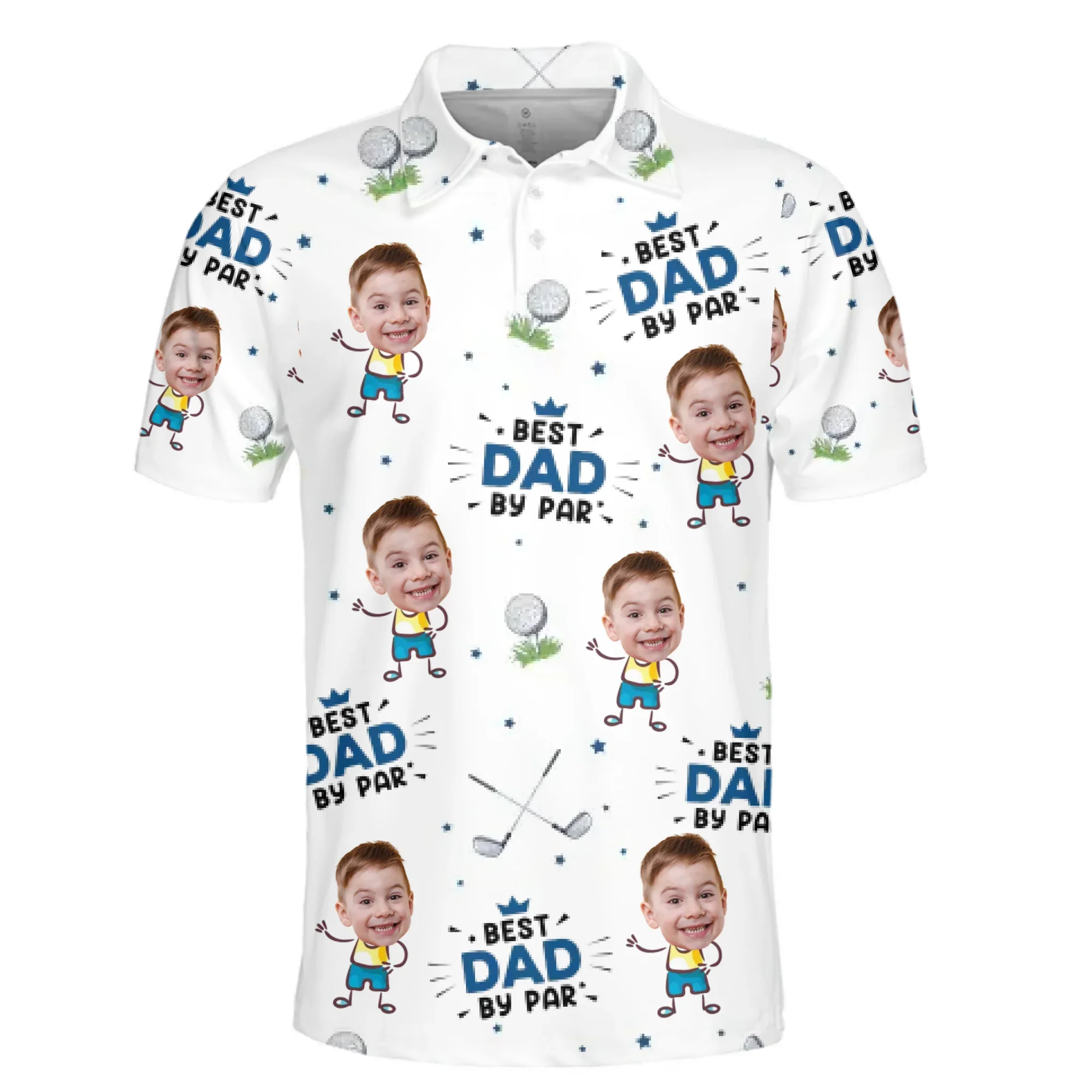 Custom Photo Greatest Dad On The Green - Family Personalized Custom All Over Print Polo Shirt - Father's Day, Gift For Dad, Sport Lovers, Sport Players - Robaser