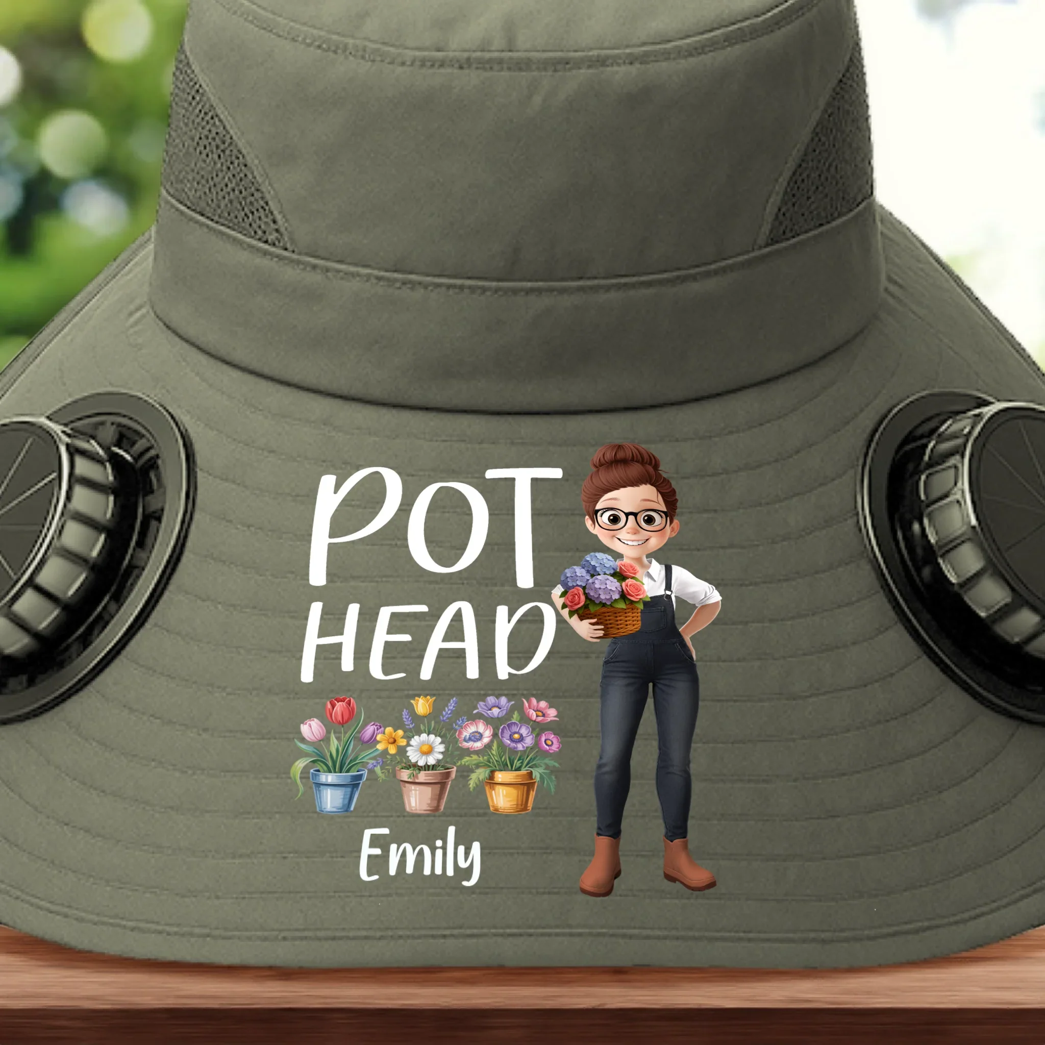 Custom Hat With Fans Solar Power - Personalized Garden Gifts For Gardeners - Let Her Garden Grow - Robaser