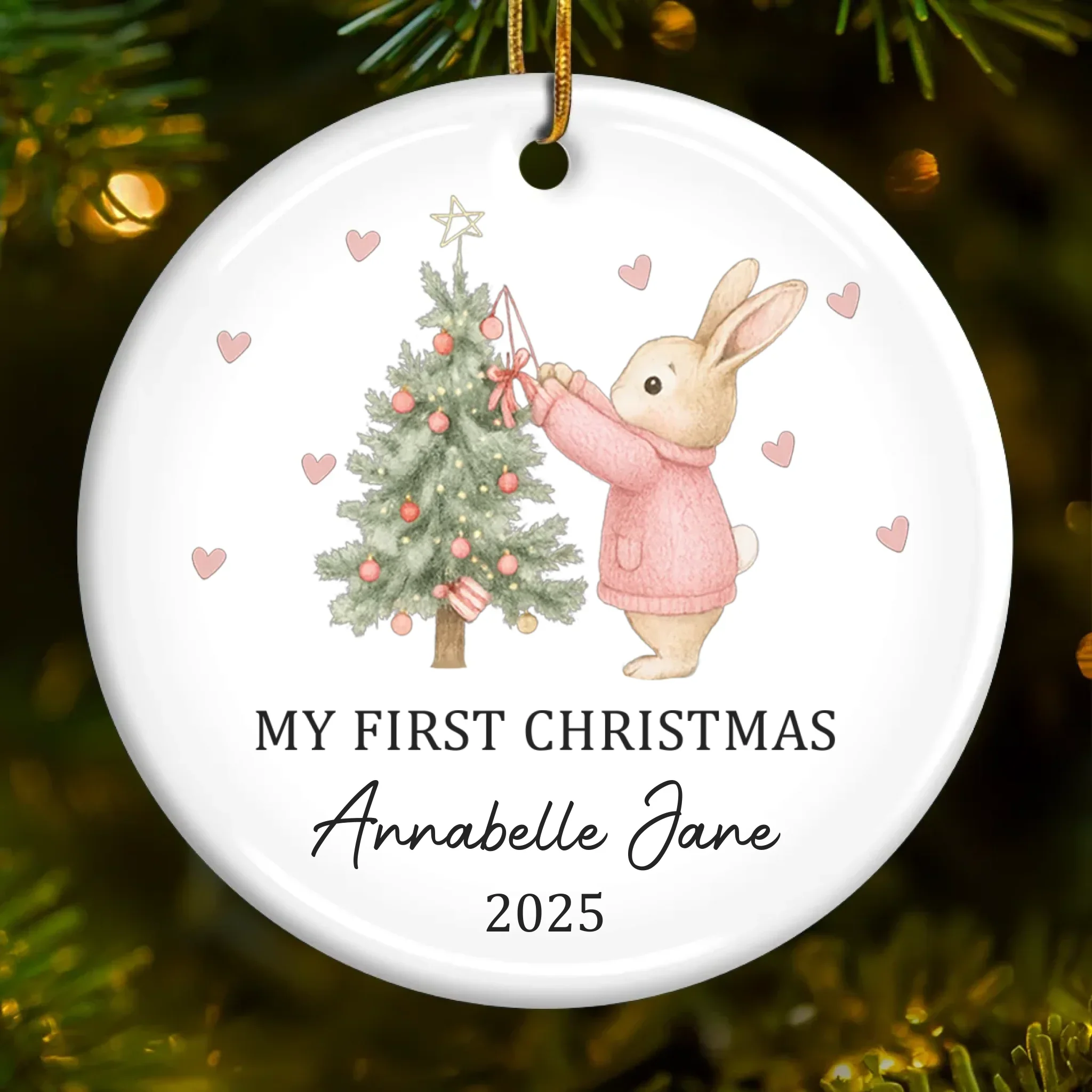 Custom Baby First Christmas Ceramic Ornament - Personalized Christmas Baby Shower, Gifts For New Moms, New Dads, New Parents - A New Star Brightens Christmas Night - Robaser