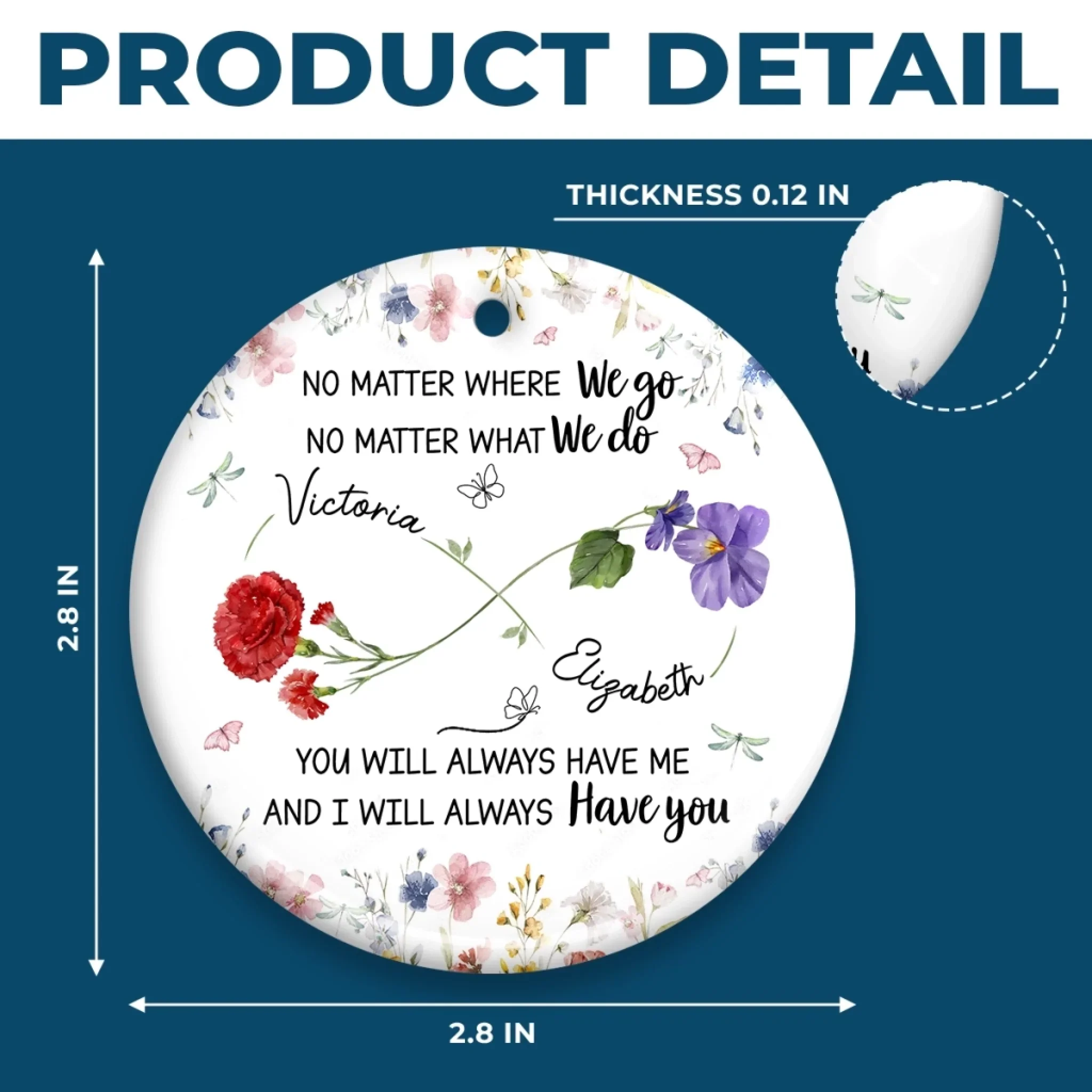 Custom Ceramic Ornament - Personalized Best Friend Christmas Birthday Gifts For Women, Besties, Sisters, BFF - Different Paths, Same Bond - Robaser