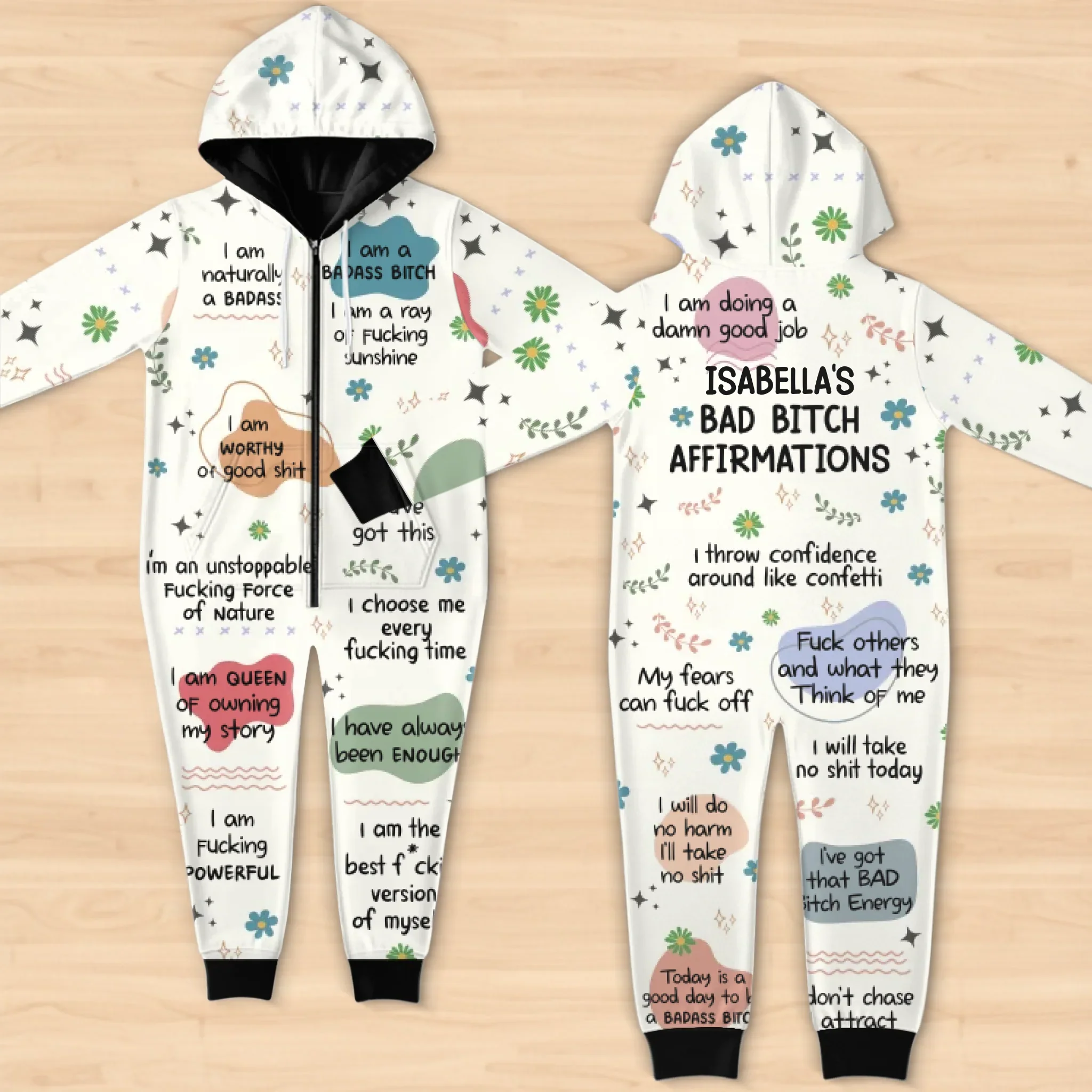Custom Affirmation  Adult Onesie - Personalized  Christmas Birthday Gifts For Best Friends, Family, Coworker, Work Bestie - Too Glam To Give A Damn - Robaser