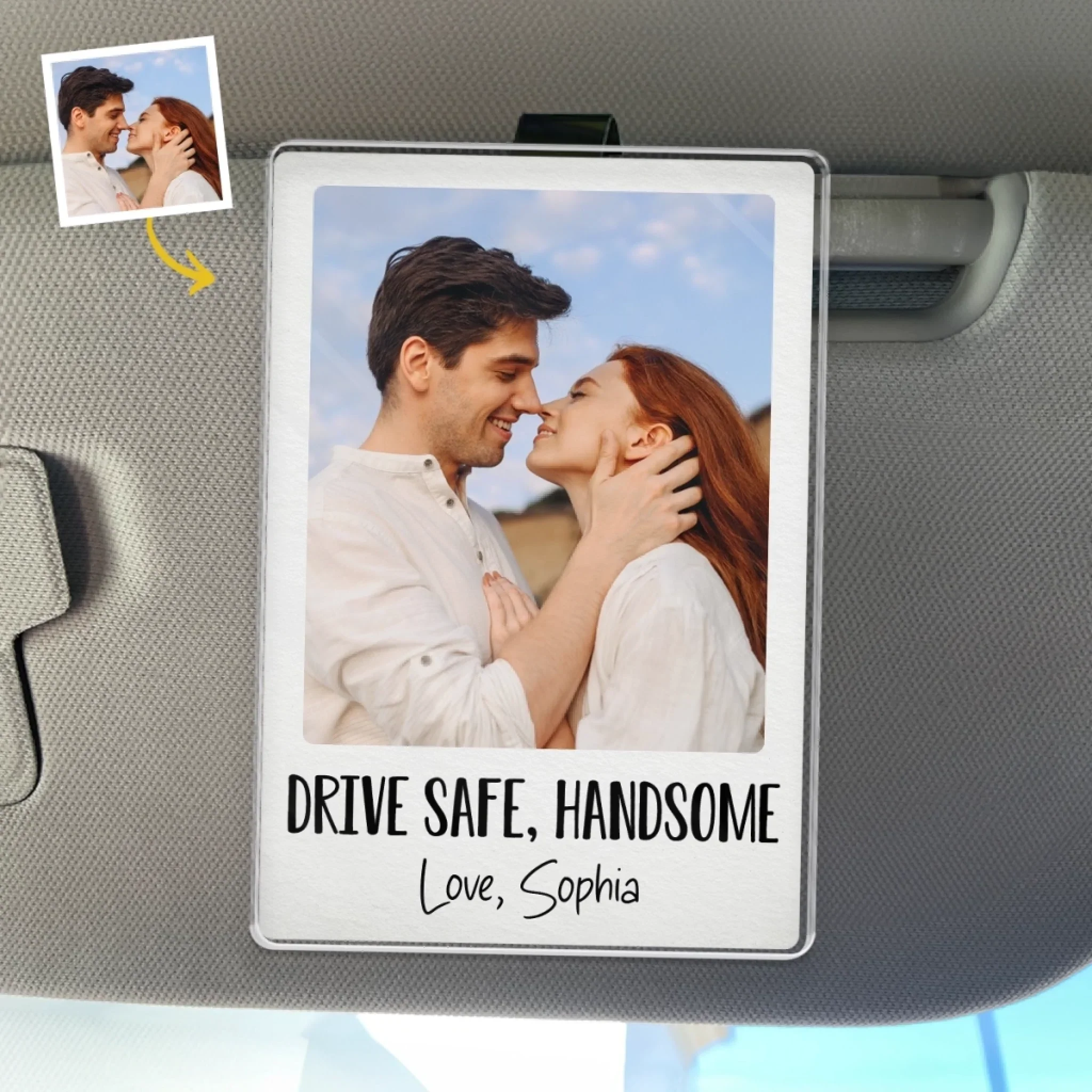 Custom Photo Road Trip Of Love, Every Day - Couple Personalized Custom Acrylic Car Visor Clip - Gift For Husband Wife, Anniversary - Robaser