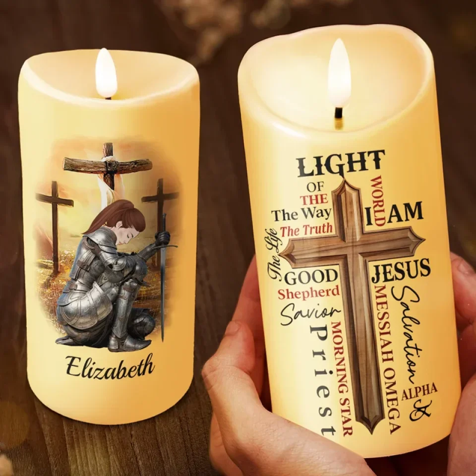 I Am The Son Of The King And A Warrior Of God, Walking In His Light - Family Personalized Custom LED Candle - Christmas Gift For Yourself, Best Friends, Sisters, Family Members - Robaser