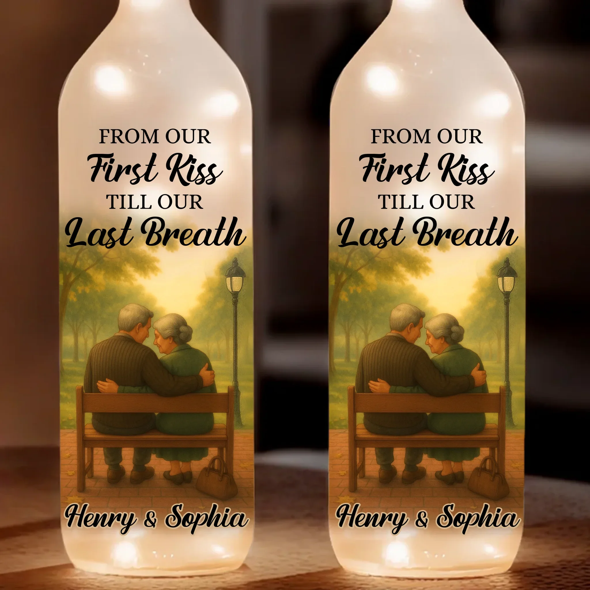 Custom Bottle Lamp - Personalized Anniversary Wedding Gifts For Husband And Wife, Him And Her - Together Through Every Final Breath - Robaser