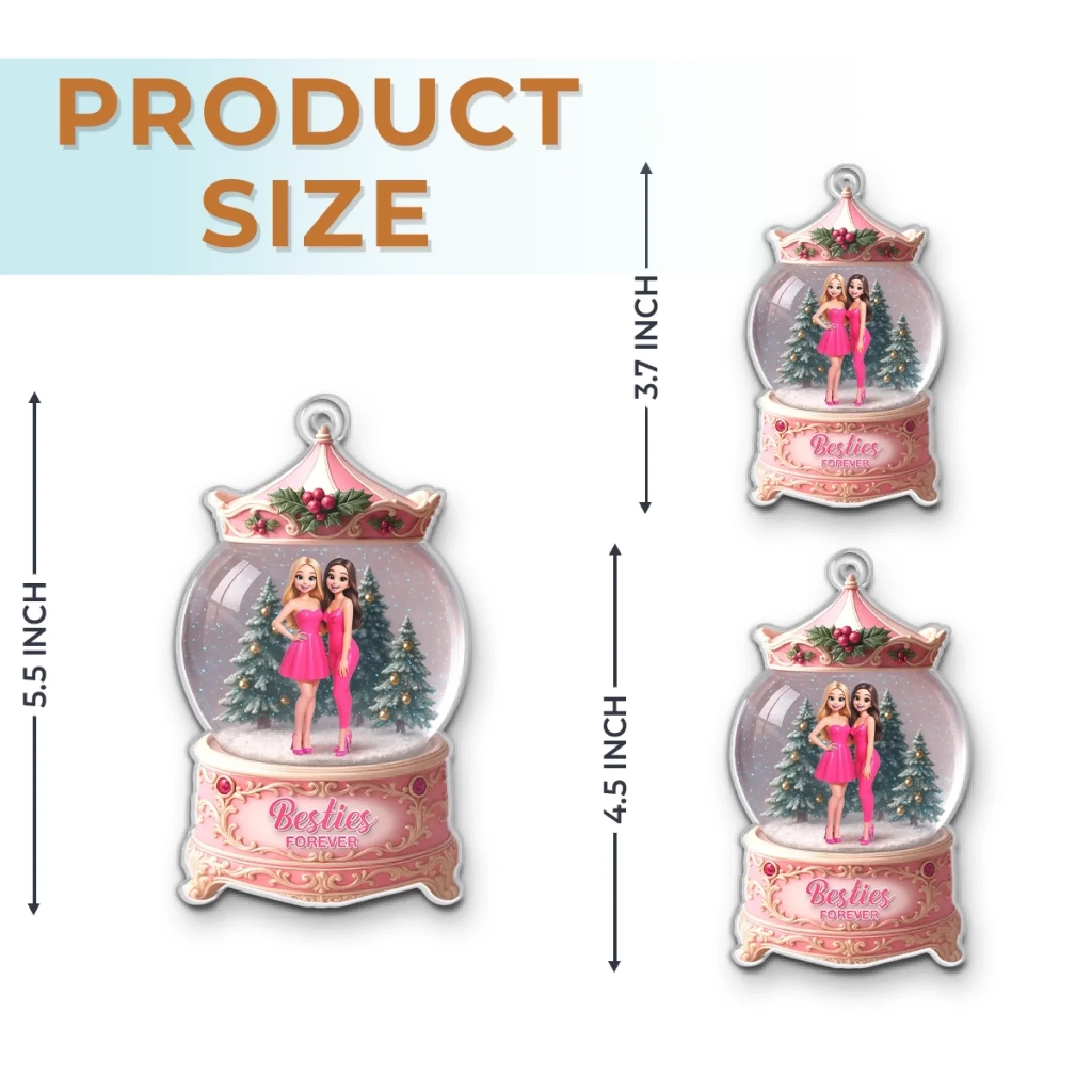 Custom Photo Acrylic Ornament - Personalized Christmas Best Friend Birthday Gifts For Women, Besties, Sisters, BFF - Snowy Days, Endless Friendship - Robaser