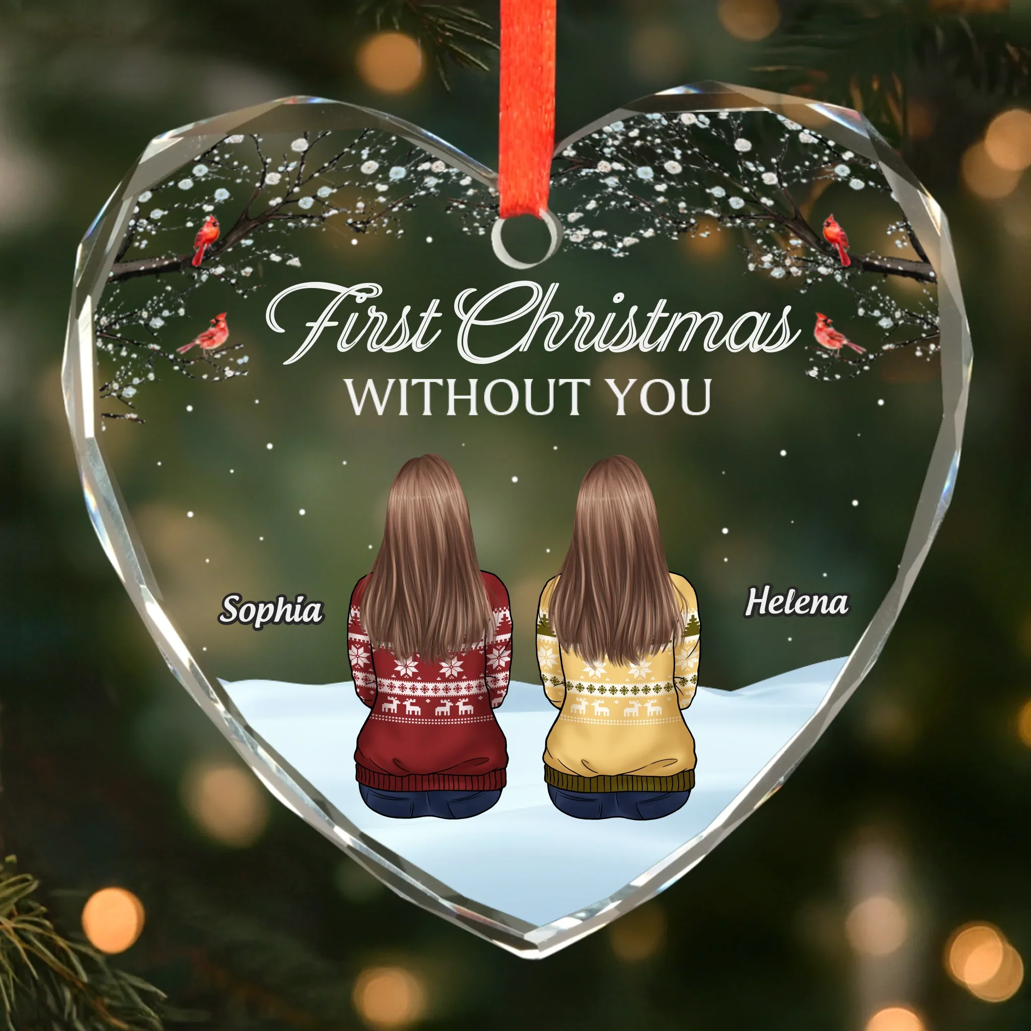 Custom Heart Glass Ornament - Personalized Memorial Sympathy Gifts For Loss Of Mom, Dad - Christmas In My Heart - Robaser