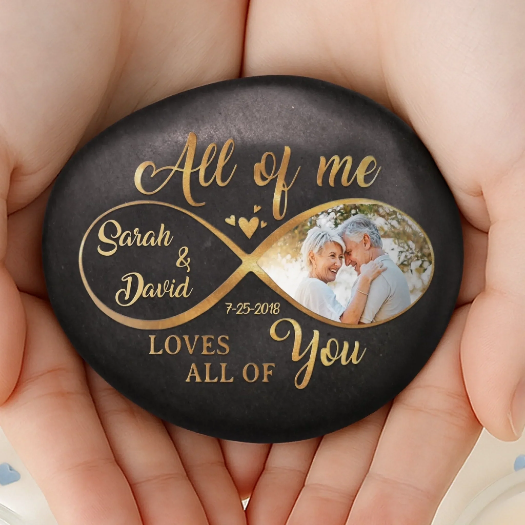 Custom Photo Printed Rock - Personalized Anniversary Wedding Gifts For Husband And Wife, Him And Her - Love Without End Forever - Robaser