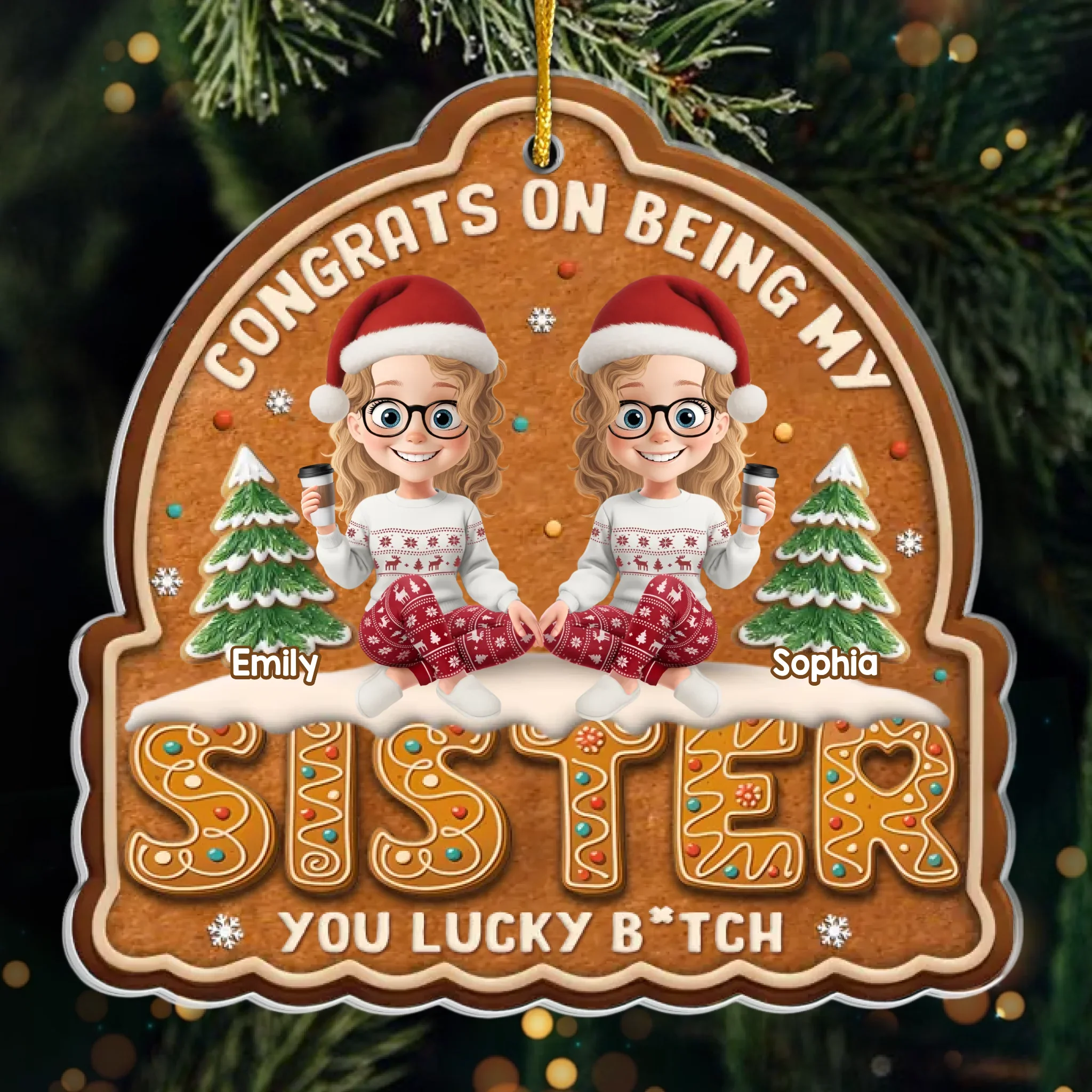 Custom Acrylic Ornament - Personalized Best Friend Christmas Birthday Gifts For Women, Besties, Sisters, BFF - More Than Sisters, We  re Each Other  s Alibi - Robaser