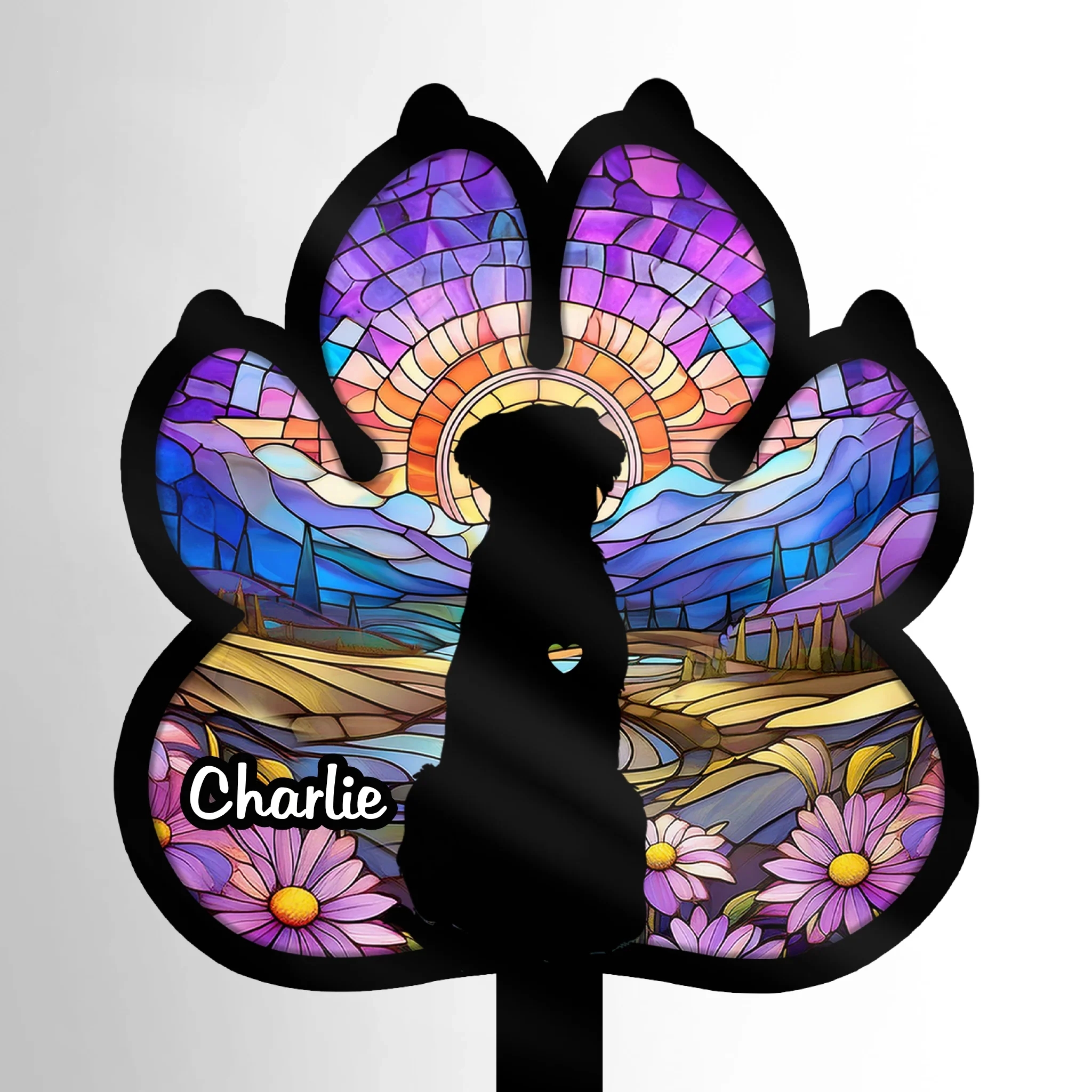 Custom Stain Glass Style Acrylic Garden Stake - Personalized Pet Memorial Gifts For Dogs - Love Knows No Goodbye - Robaser