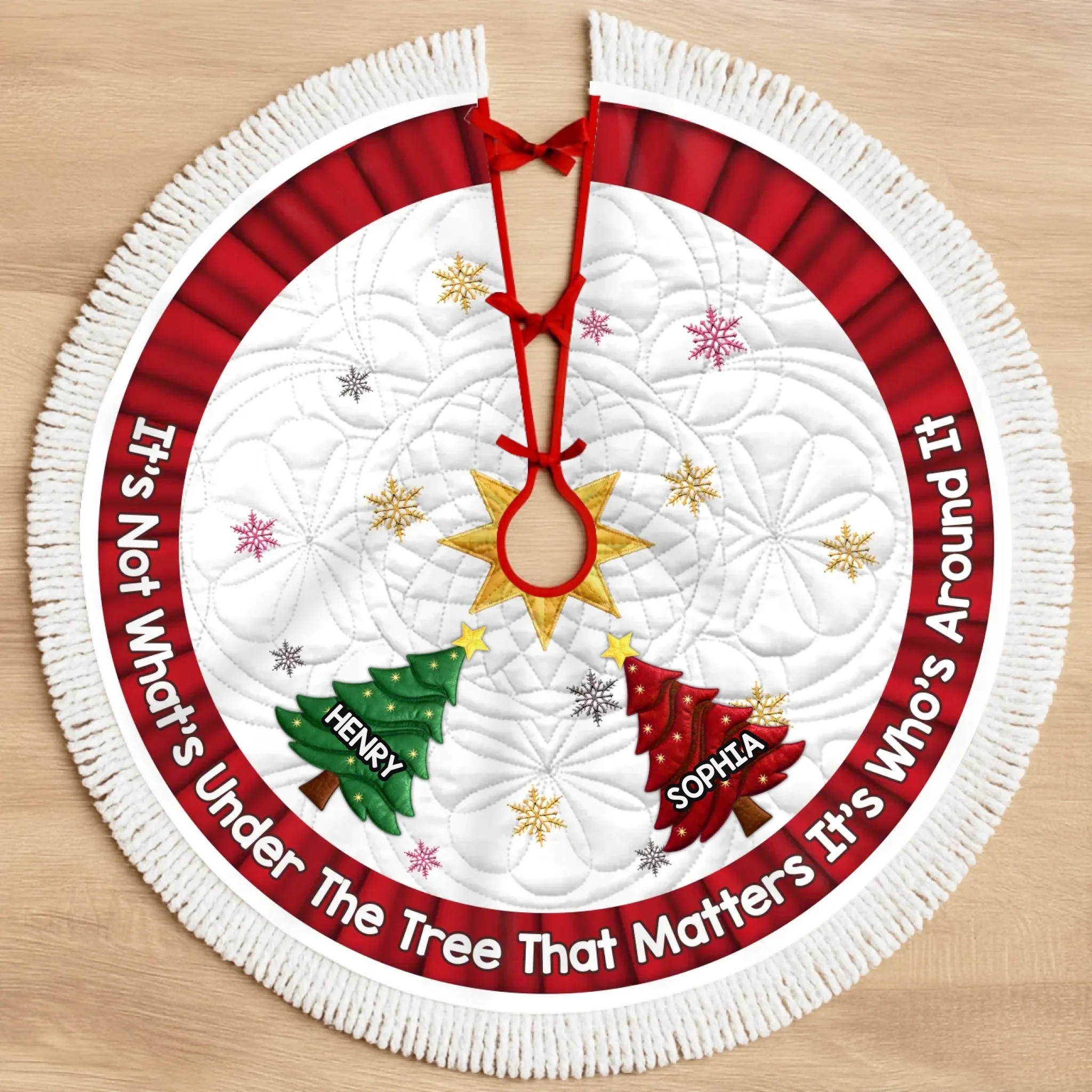 Custom Tree Skirt - Personalized Christmas Birthday Gifts For Mom, Dad, Brother, Sister, Kids - Christmas Glows Where Hearts Unite - Robaser