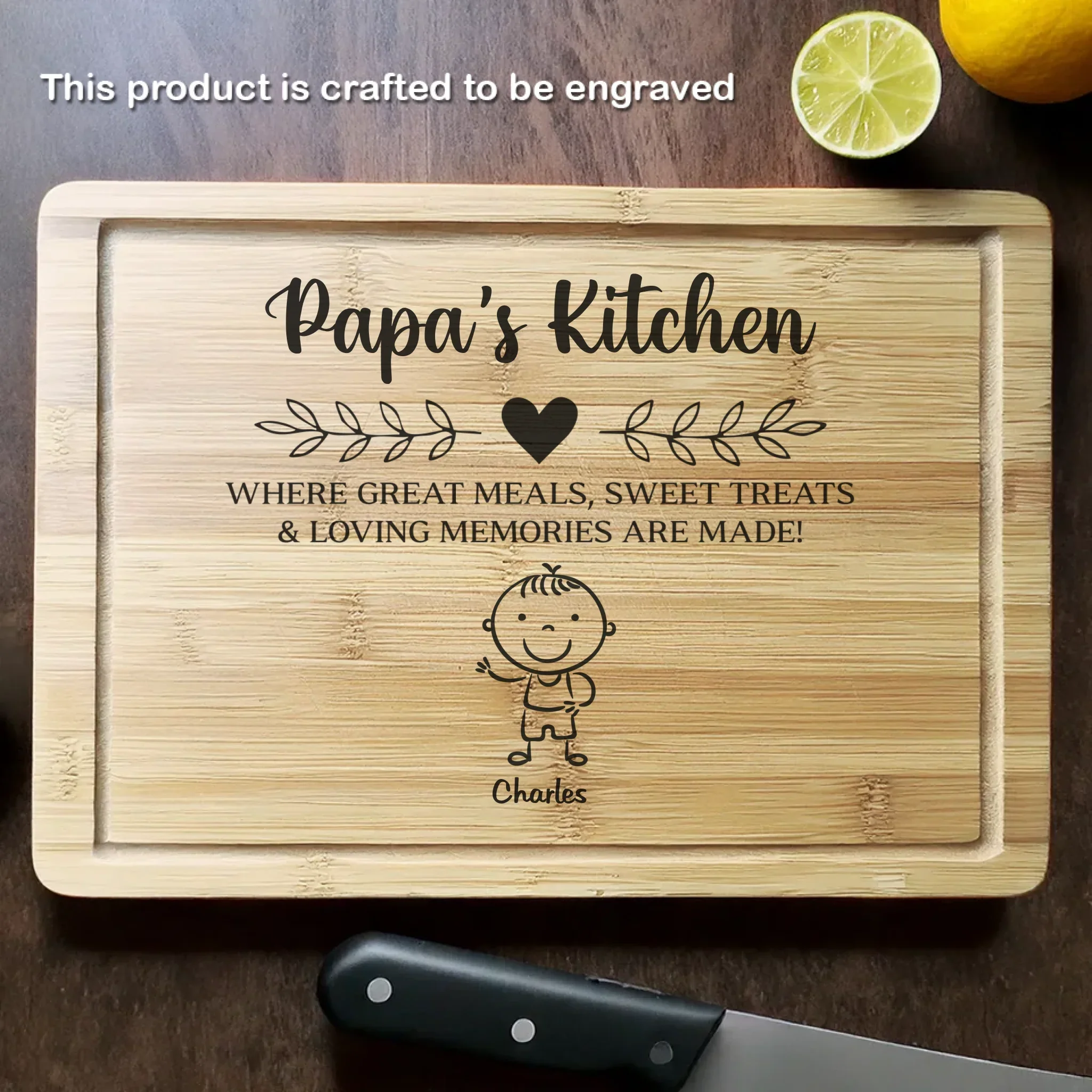 Where Food Meets Family - Family Personalized Custom Engraved Wooden Cutting Board - Father's Day, Gift For Dad, Grandpa - Robaser