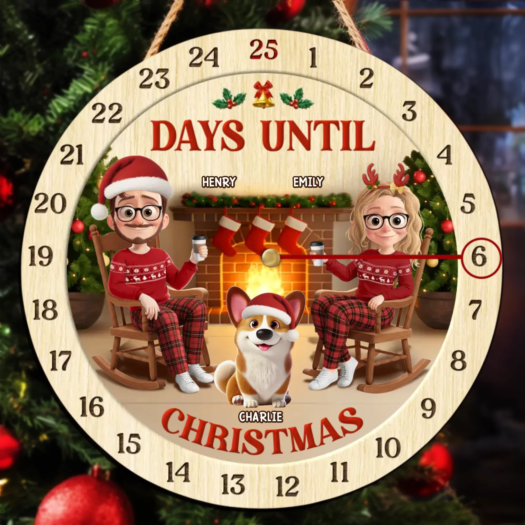 Custom Wooden Countdown Calendar - Personalized Anniversary Christmas Wedding Gifts For Husband And Wife, Dog Cat Lovers - Paws And Humans Await Christmas - Robaser