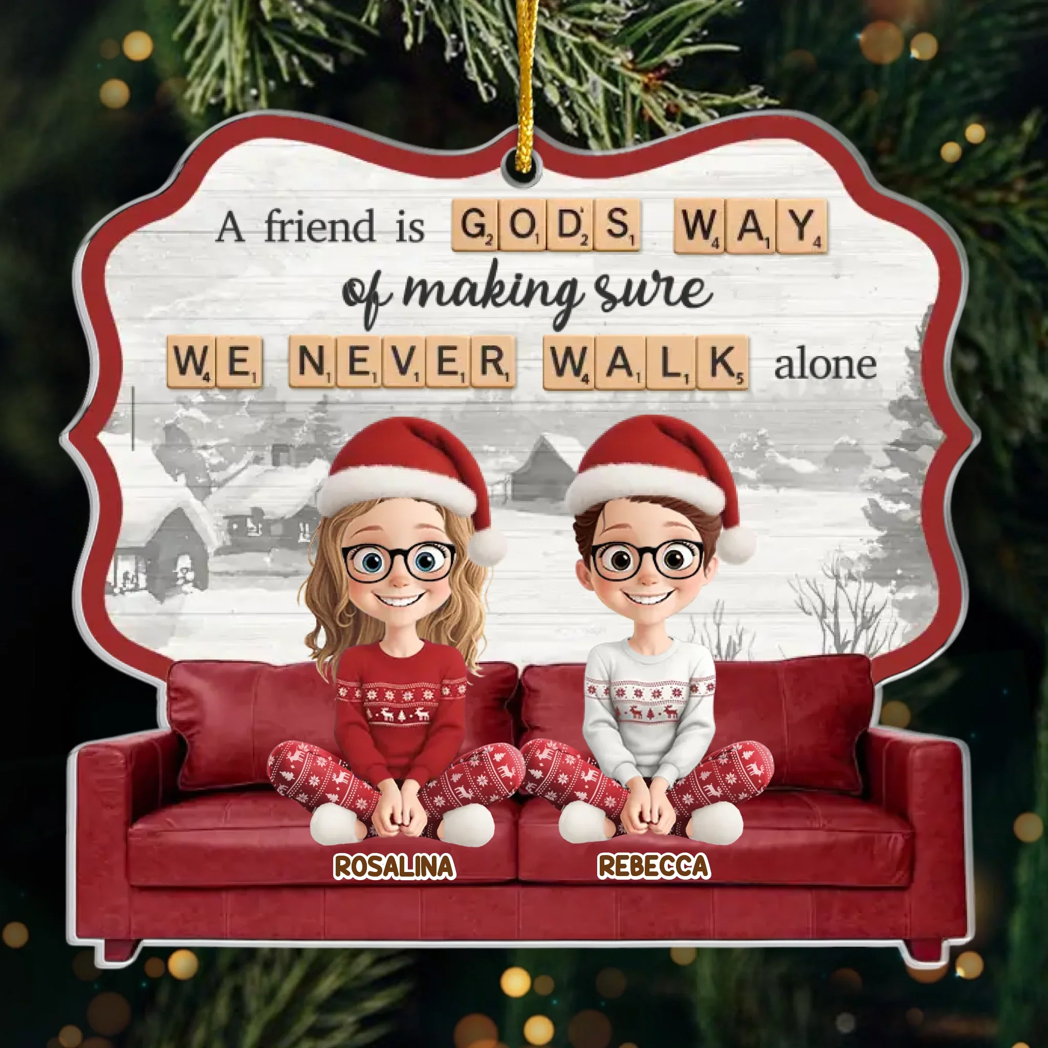 Custom Acrylic Ornament - Personalized Best Friend Christmas Birthday Gifts For Women, Besties, Sisters, BFF - Different Lives Same Laugh - Robaser