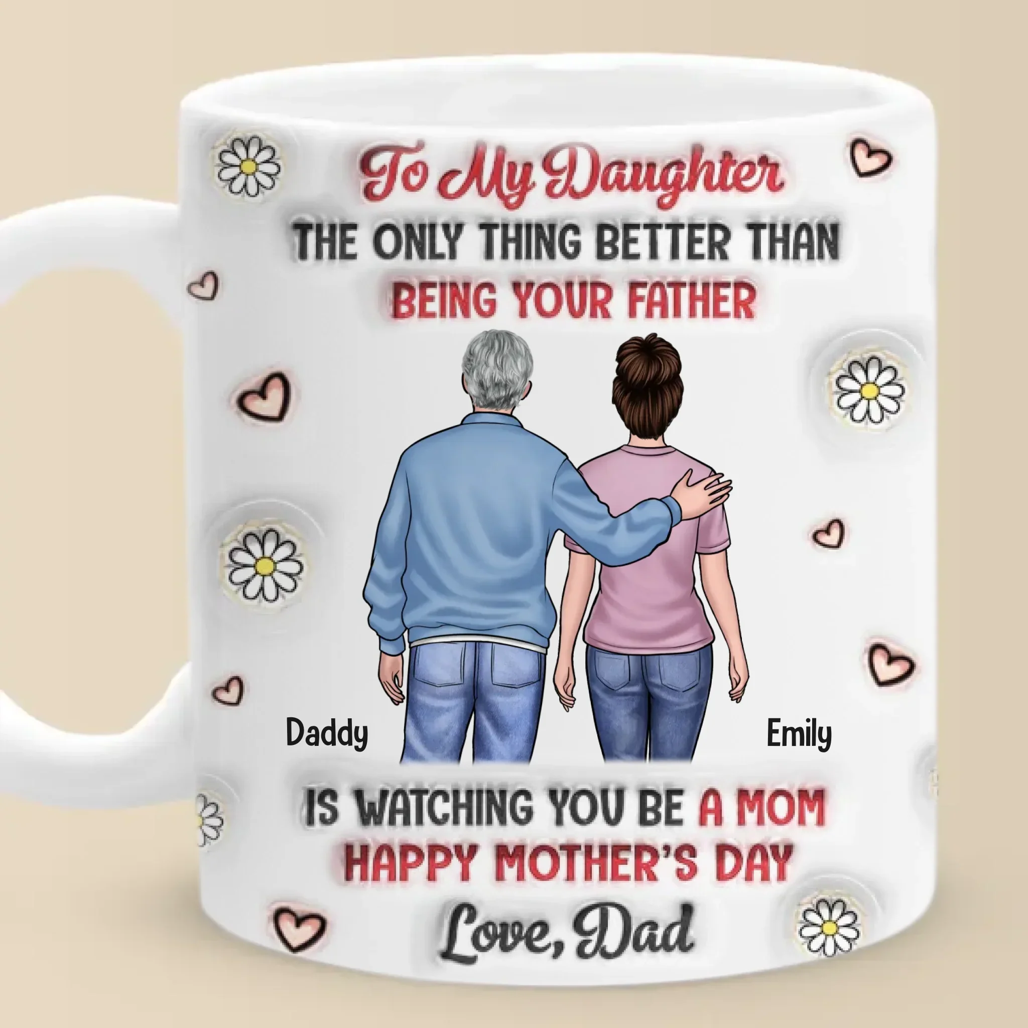 Generations Of Love, One Proud Dad - Family Personalized Custom 3D Inflated Effect Printed Mug - Mother's Day, Gift For Dad, Daughter - Robaser