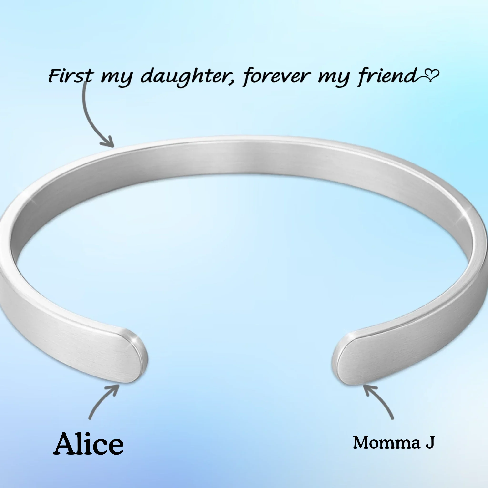 Custom Engraved Stainless Steel Cuff Bracelet - Personalized Birthday Gifts For Mom, Daughter - A Bond That Shines Forever - Robaser