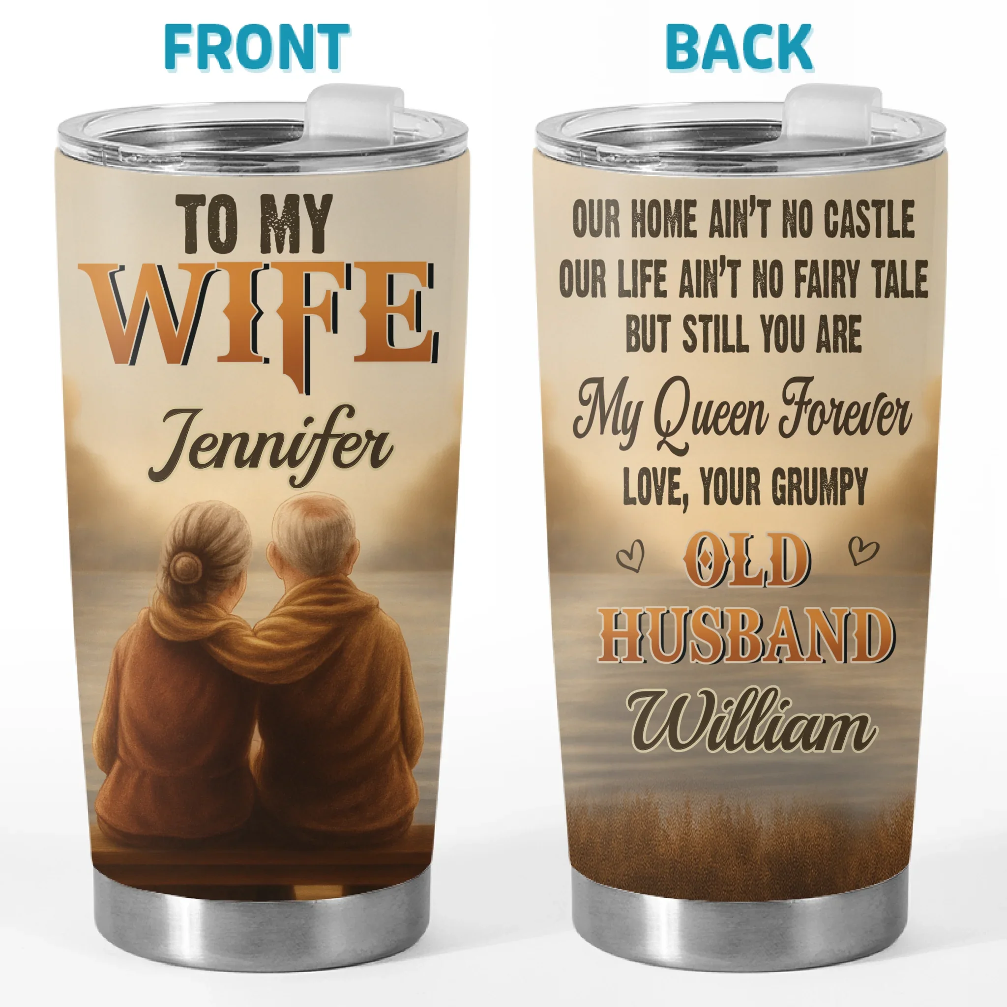Custom Tumbler - Personalized Anniversary Wedding Gifts For Husband And Wife, Him And Her - Soulmates Forever - Robaser