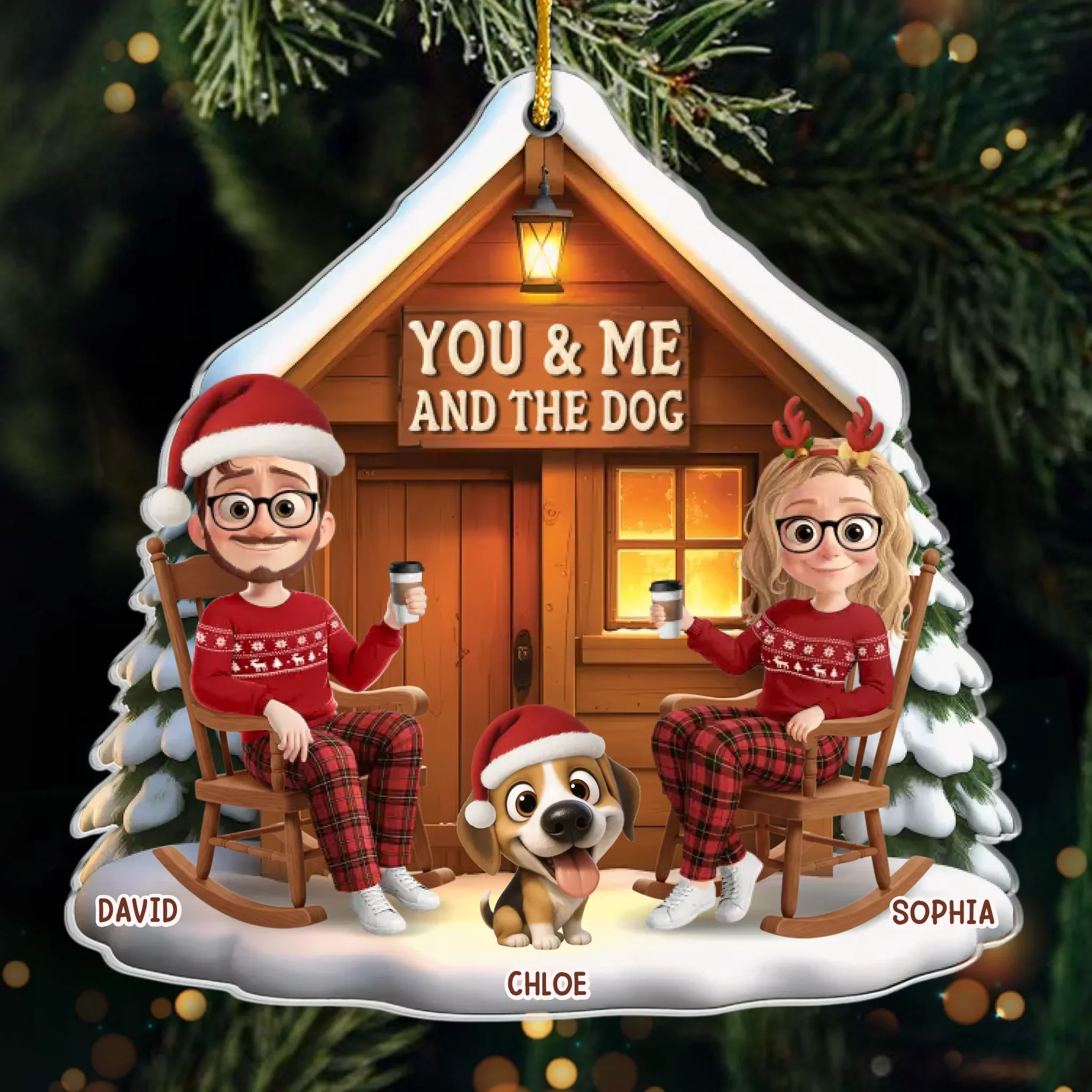 Custom Acrylic Ornament - Personalized Anniversary Christmas Wedding Gifts For Husband And Wife,  Dog Dad And Mom - Together With Our Pup - Robaser