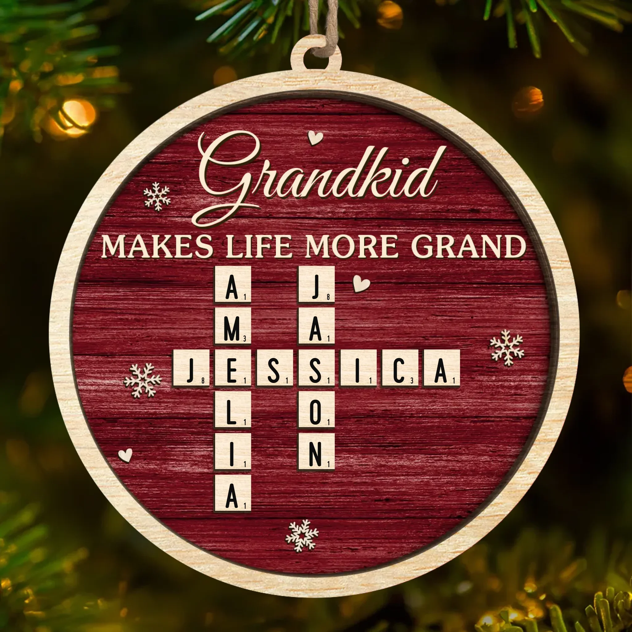 Custom Scrabble Wood Ornament - Personalized Birthday Gifts For Grandpa, Grandma - You Built Our Roots - Robaser